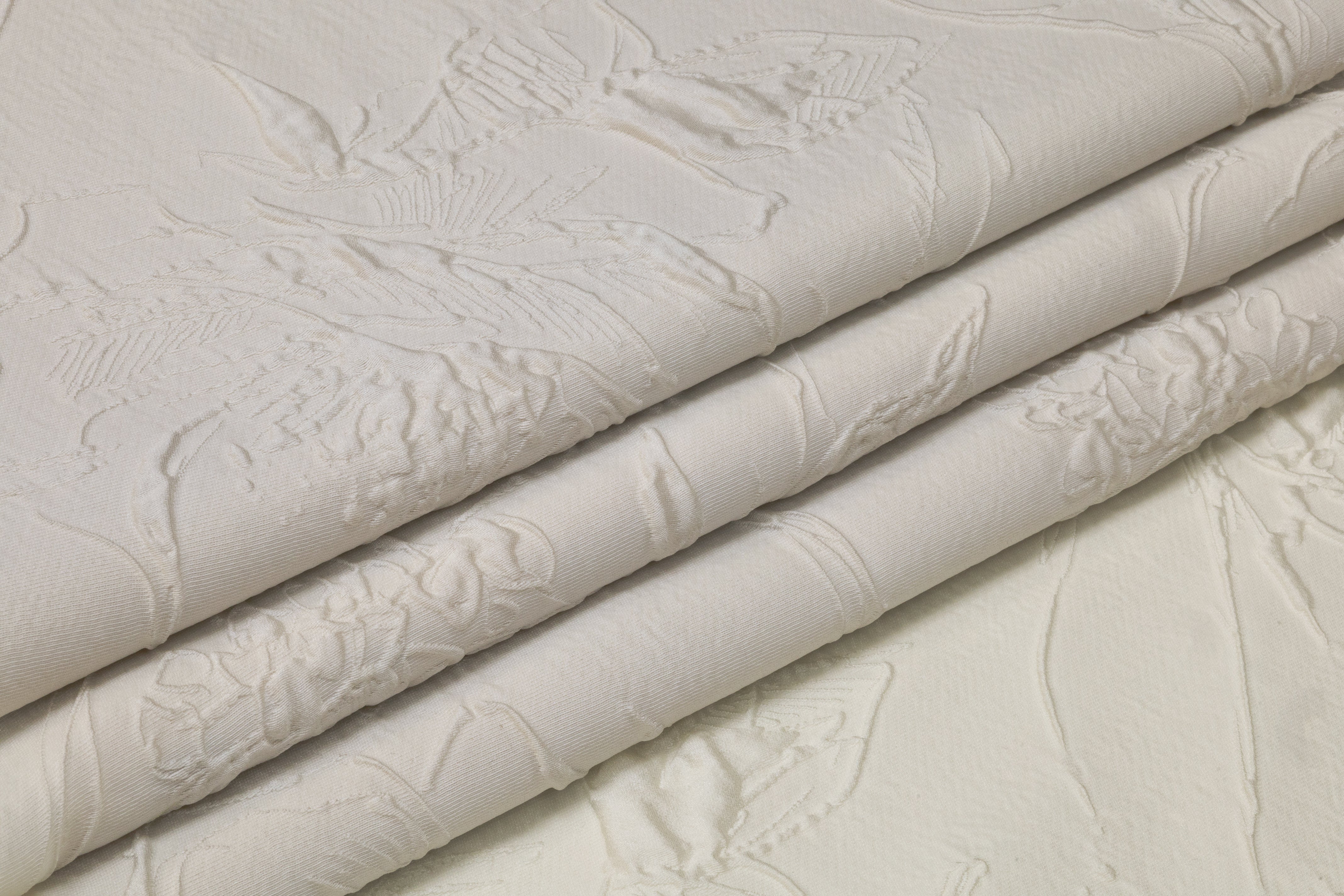 Floral Italian Silk Blend Cloqué Brocade - Ivory