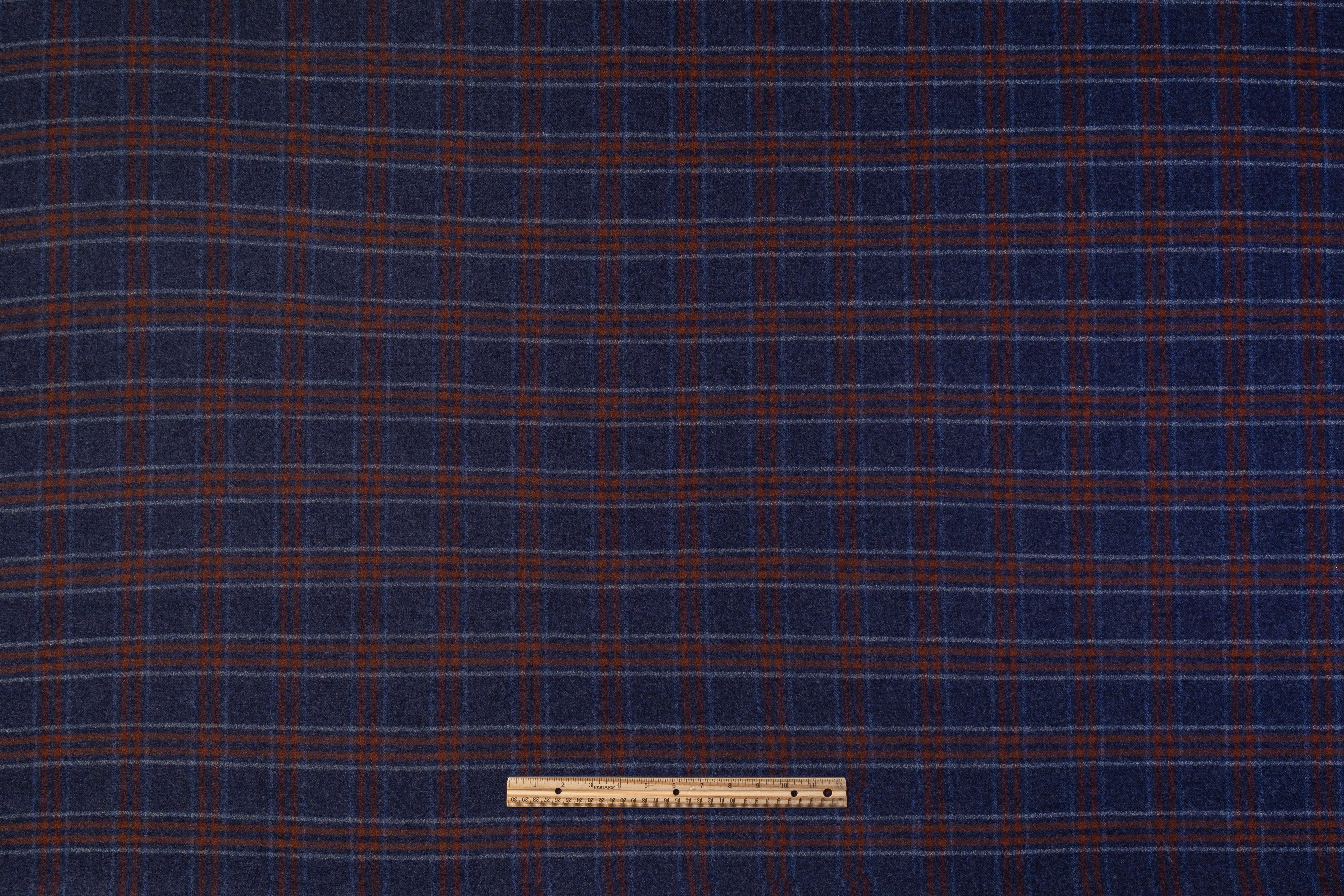 Plaid Italian Wool - Blue / Rust