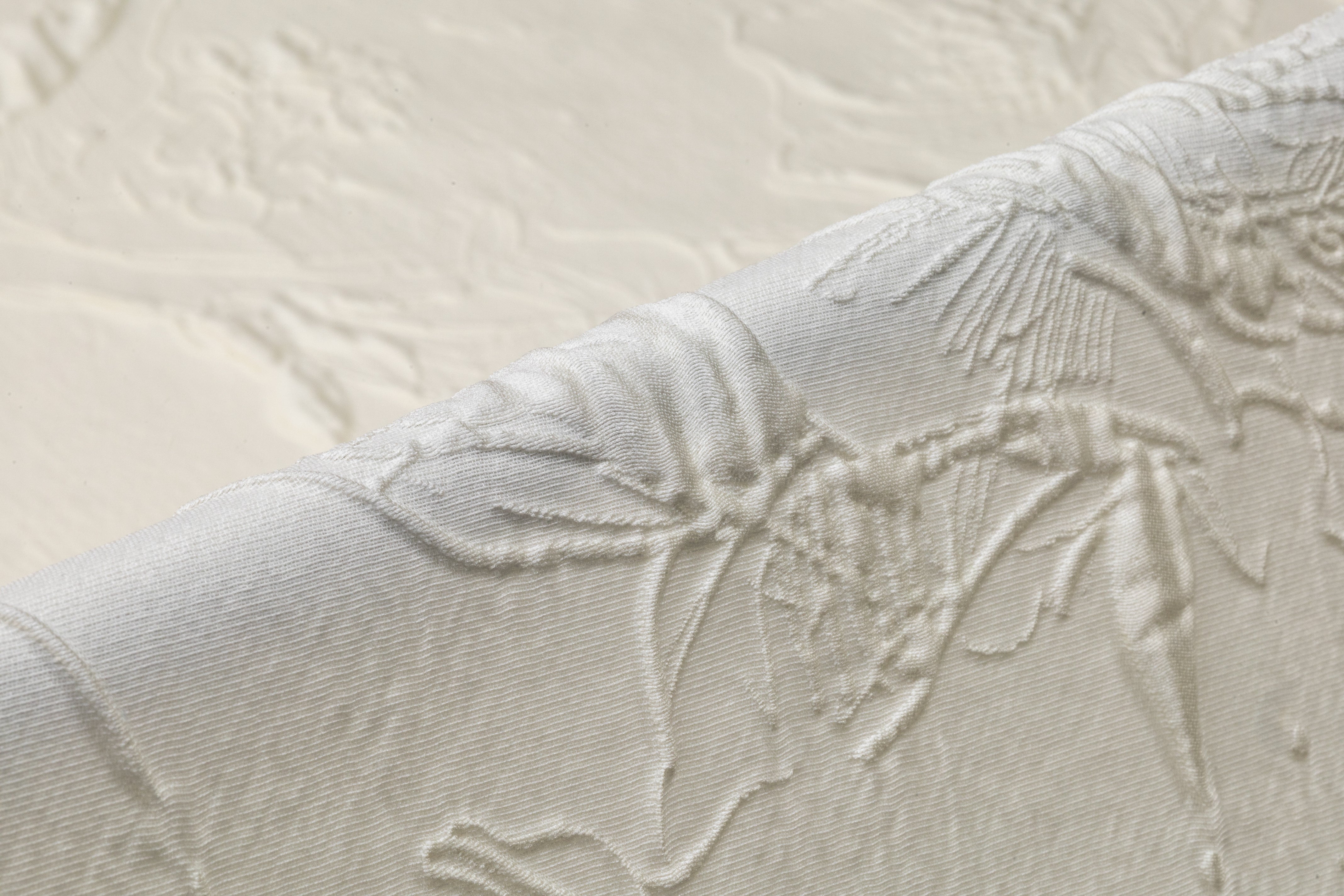 Floral Italian Silk Blend Cloqué Brocade - Ivory