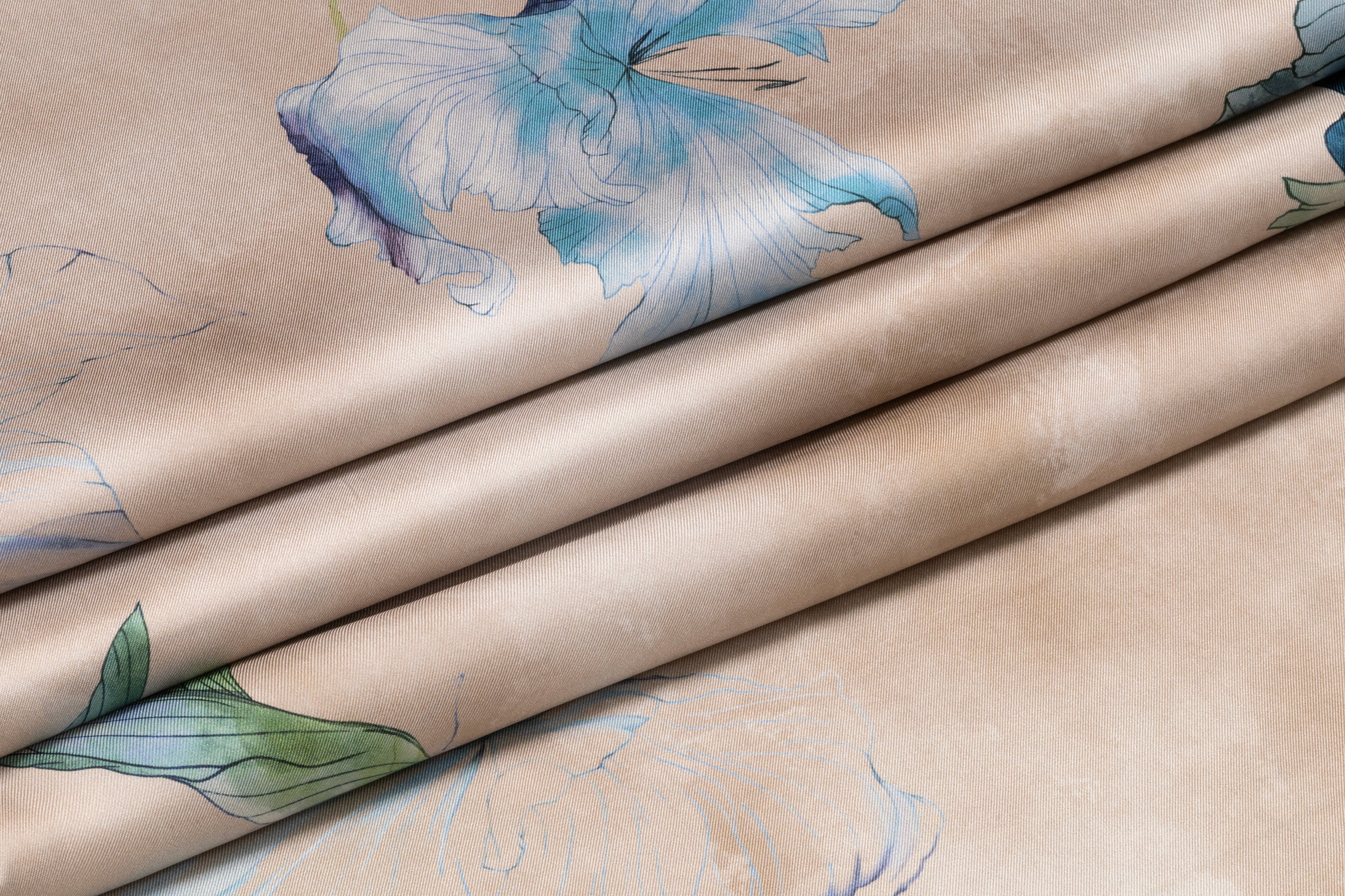 Watercolor Floral Italian Silk Twill - Taupe