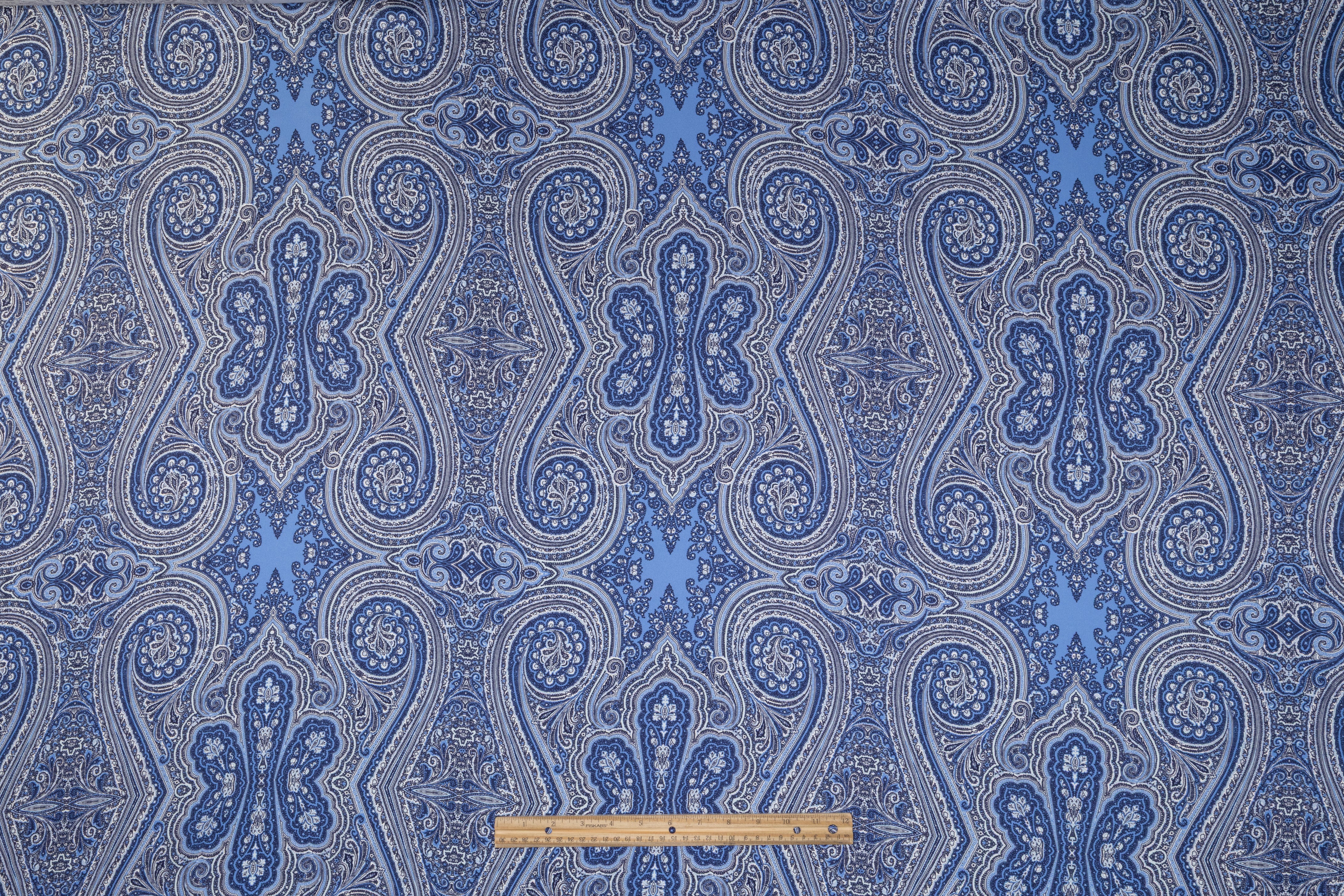 Paisley Italian Silk Twill - Blue