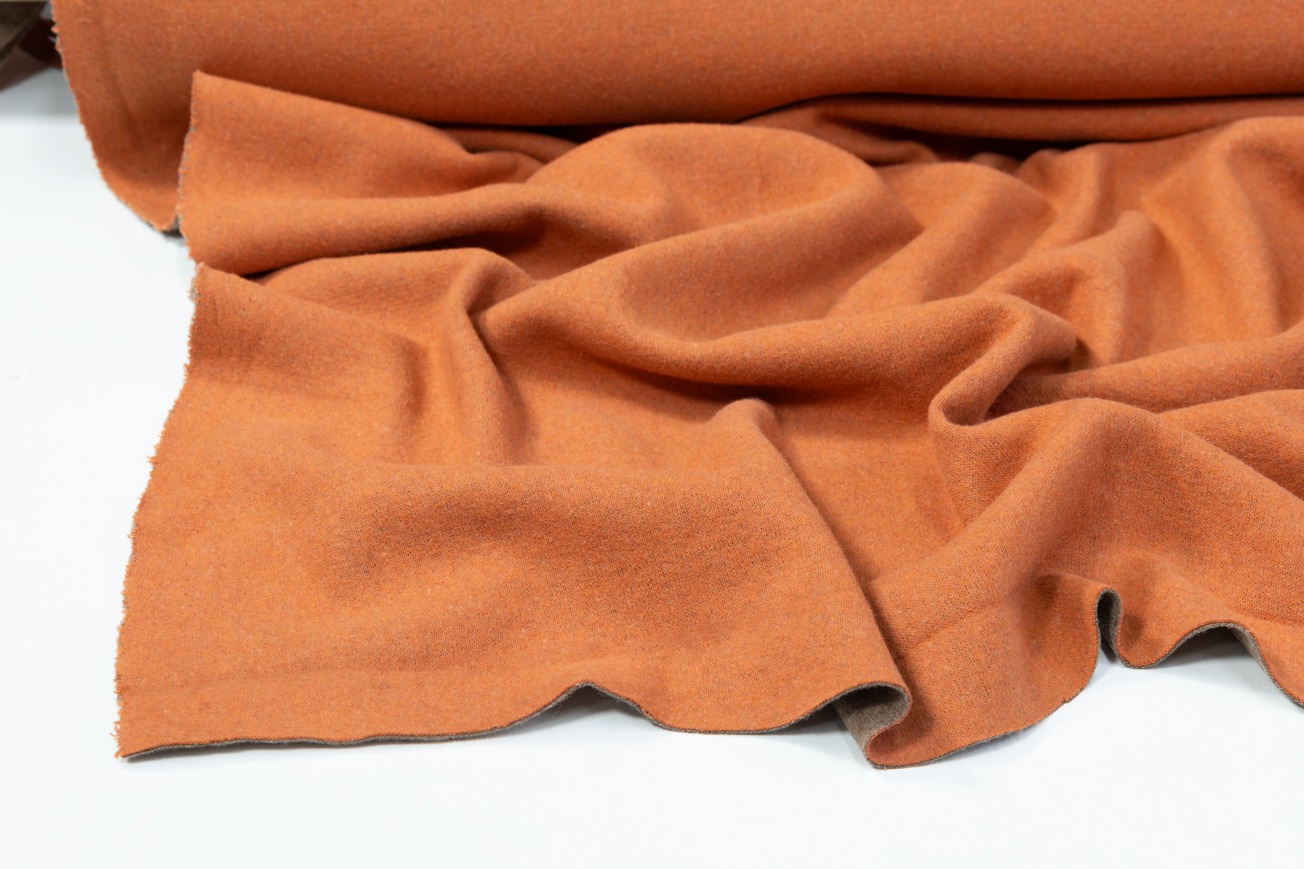 Double Faced Wool Sweater Knit - Orange / Brown