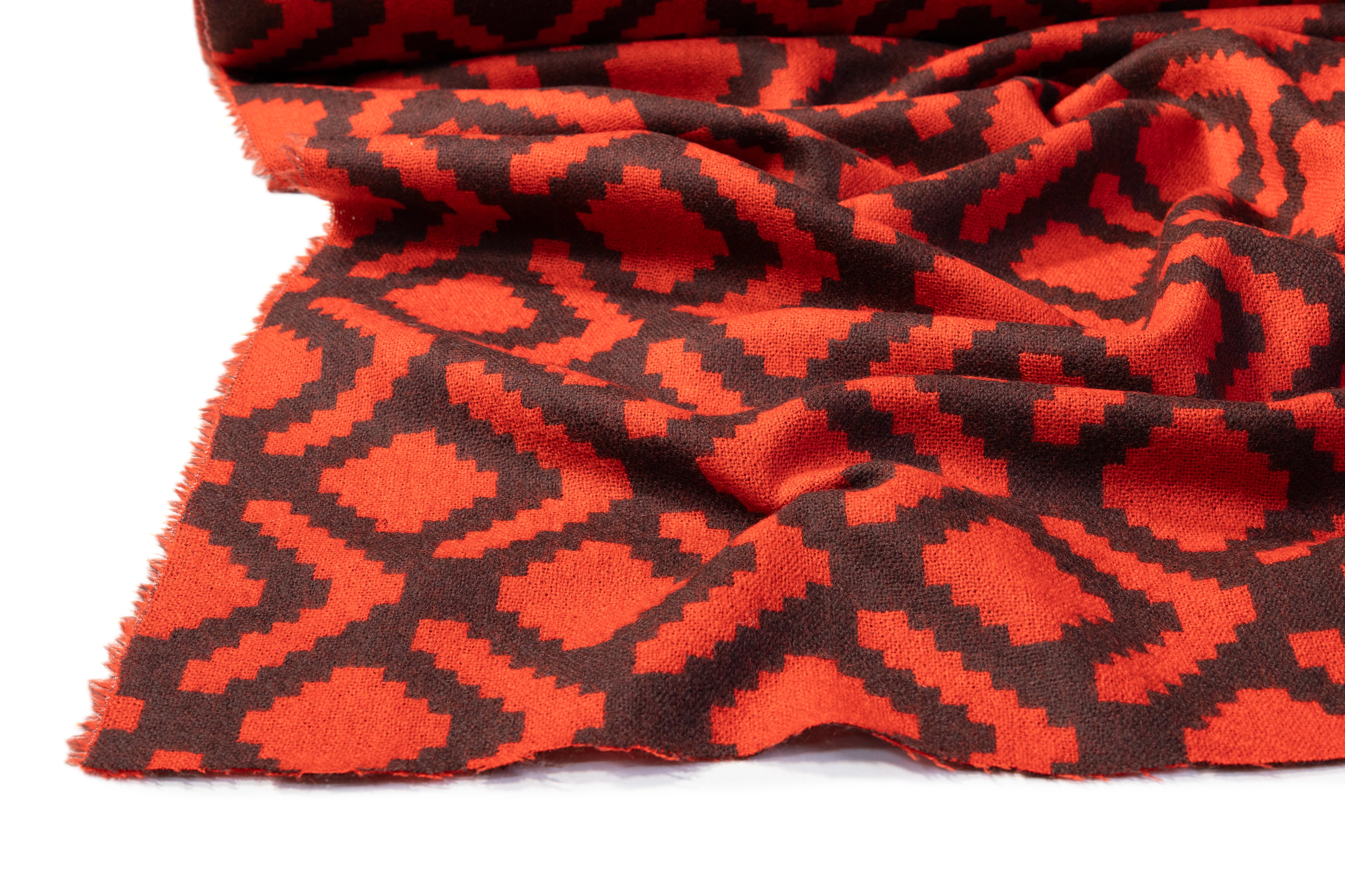 Geometric Italian Wool - Burnt Orange / Brown