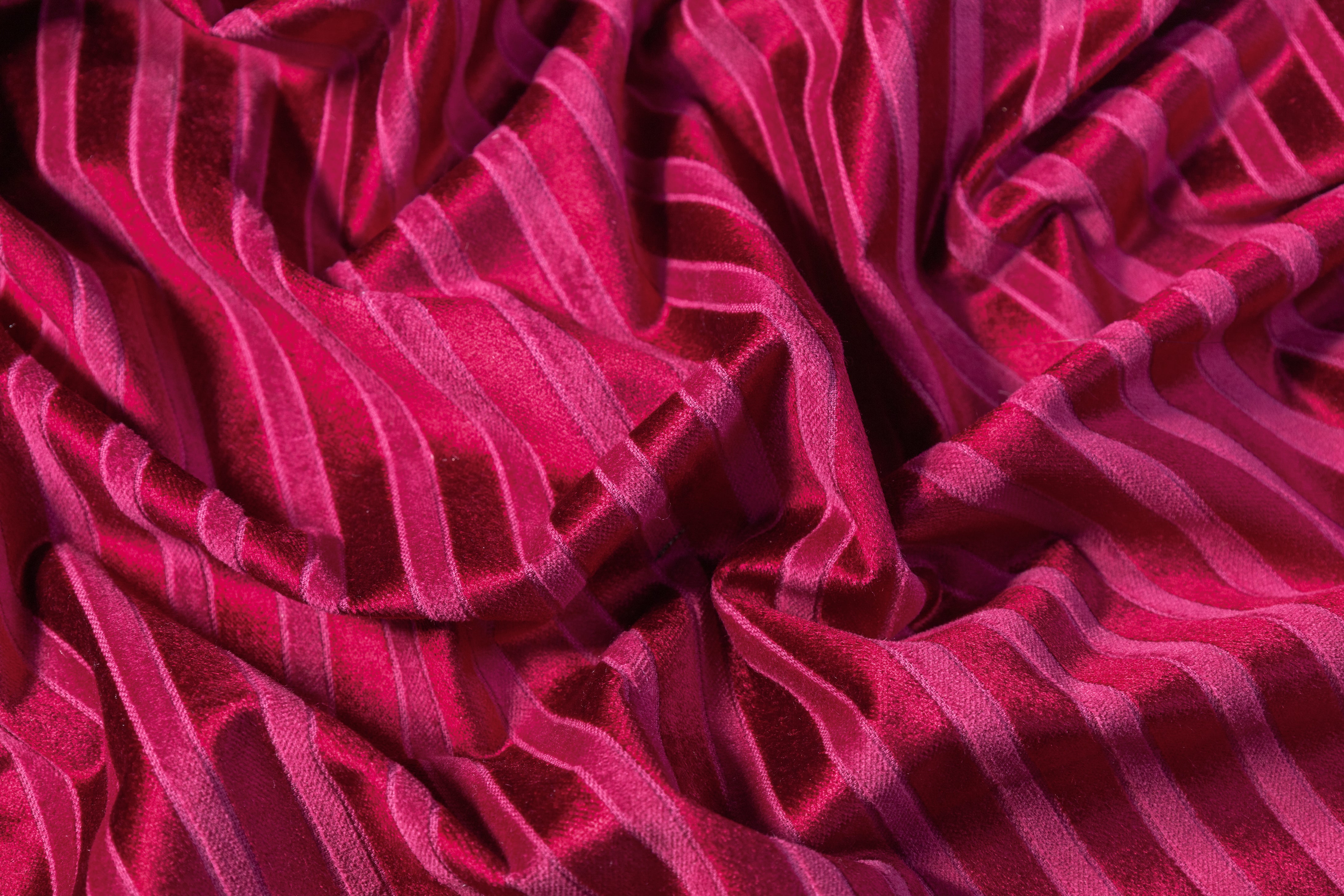 Striped Upholstery Velvet - Ruby Red