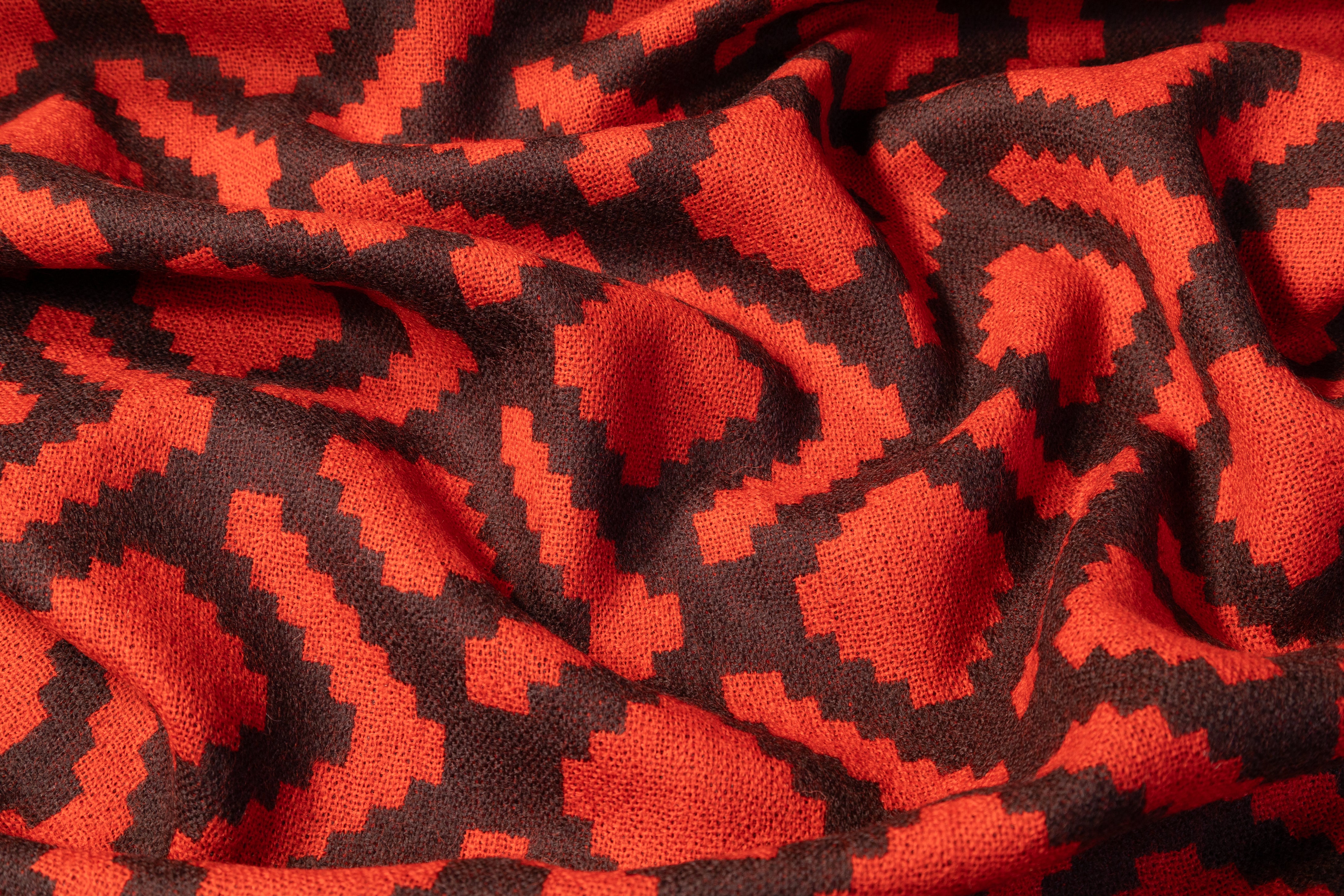 Geometric Italian Wool - Burnt Orange / Brown