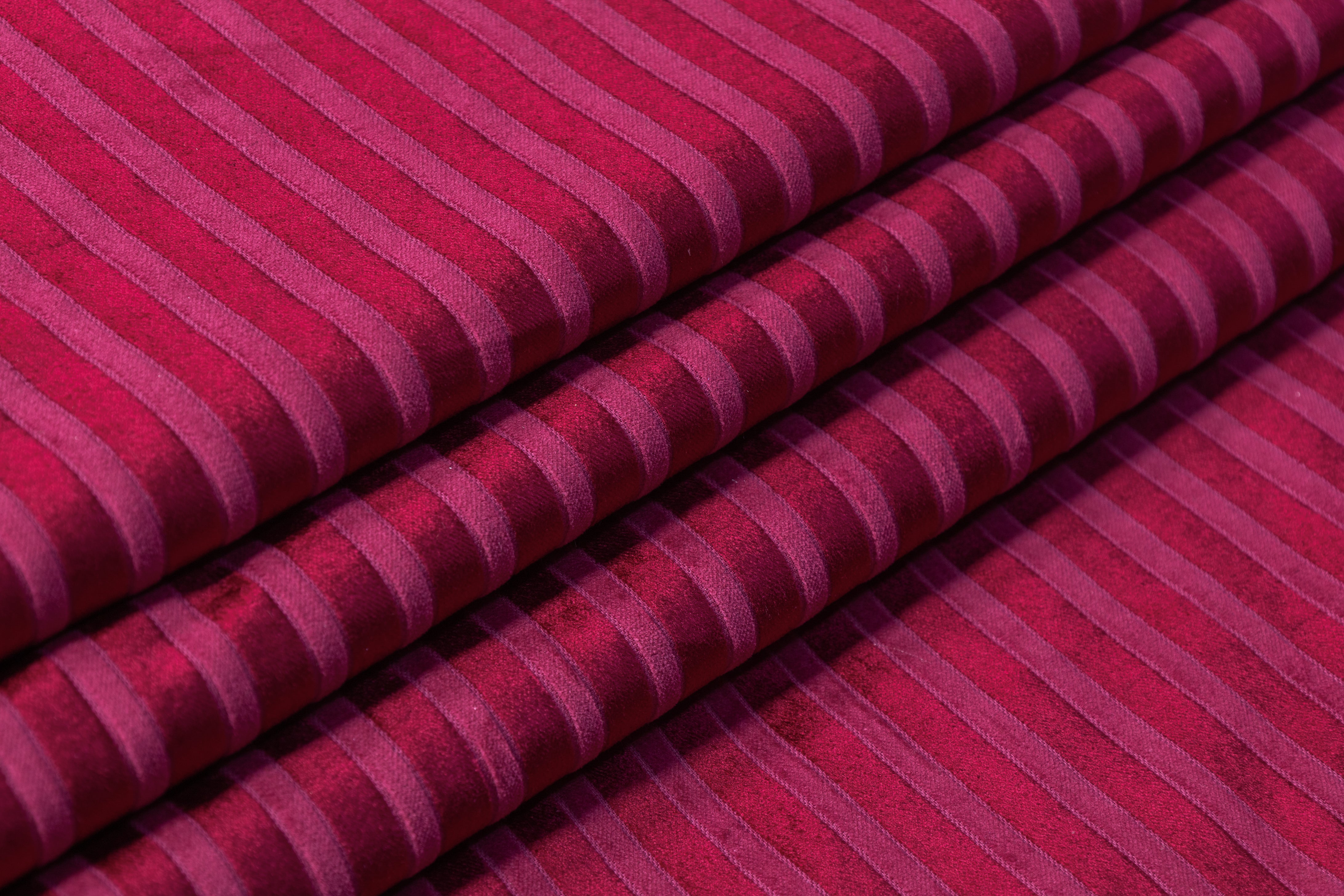 Striped Upholstery Velvet - Ruby Red