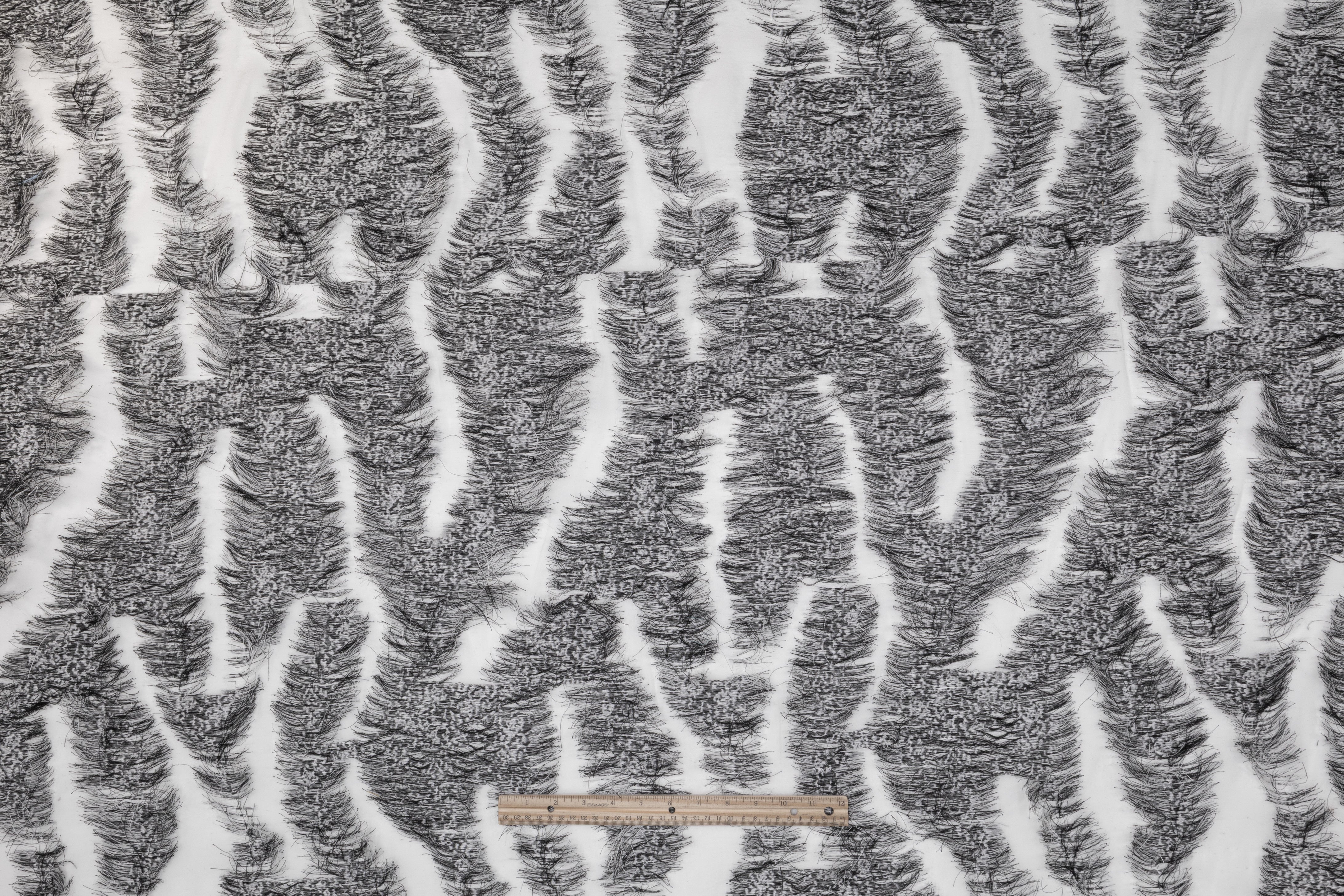 Fringed Italian Silk Blend Organza Fil Coupé - Gray