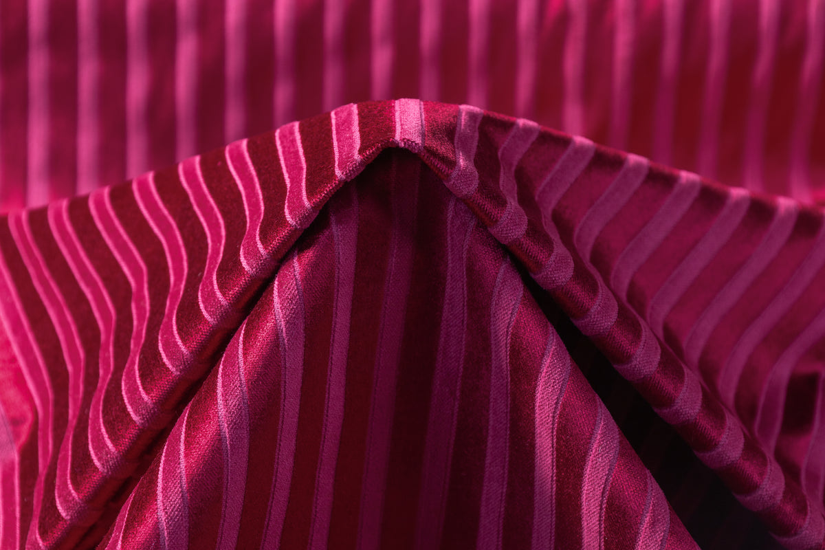 Striped Upholstery Velvet - Ruby Red