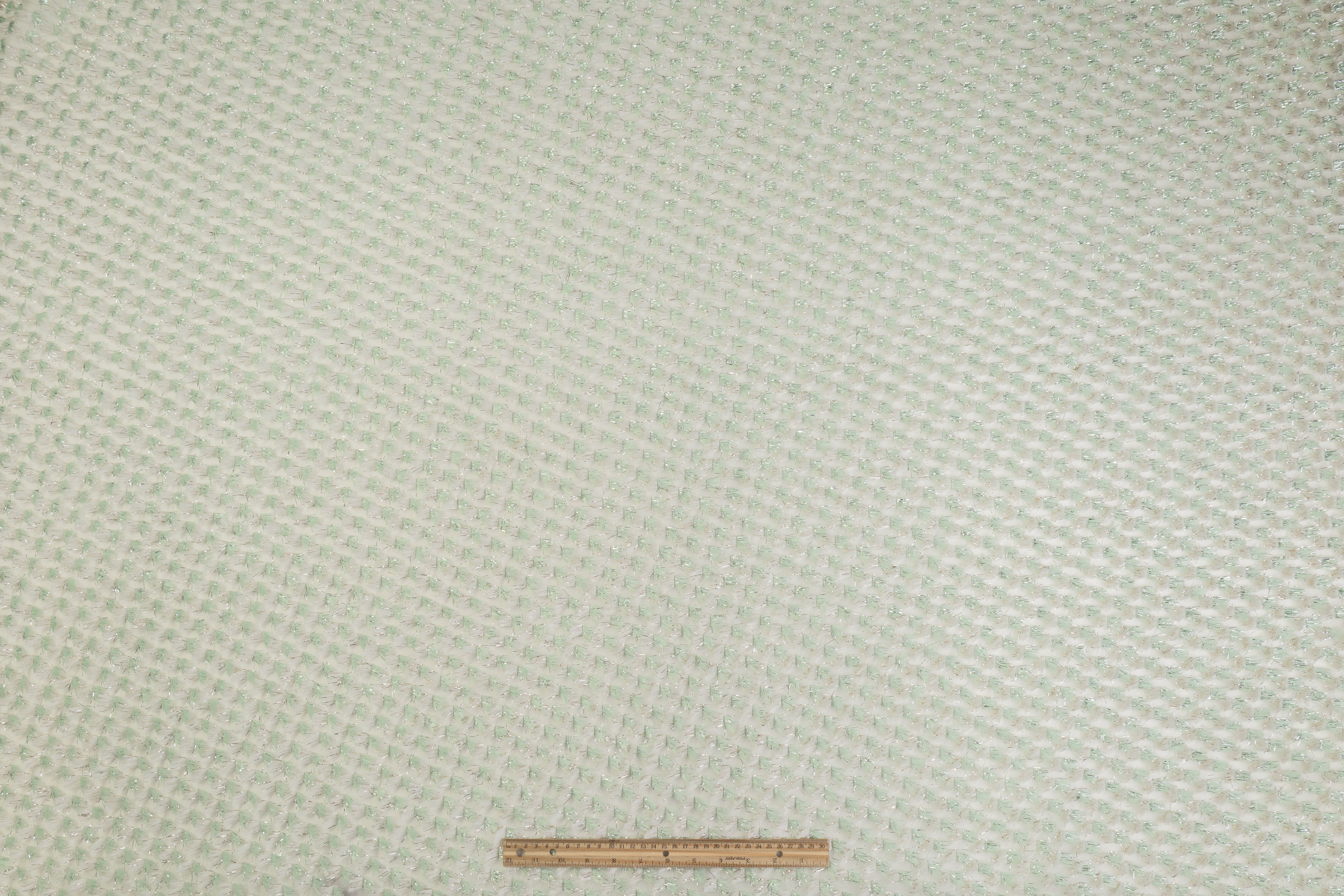 Fringed Italian Silk Blend Gazar - Mint Green