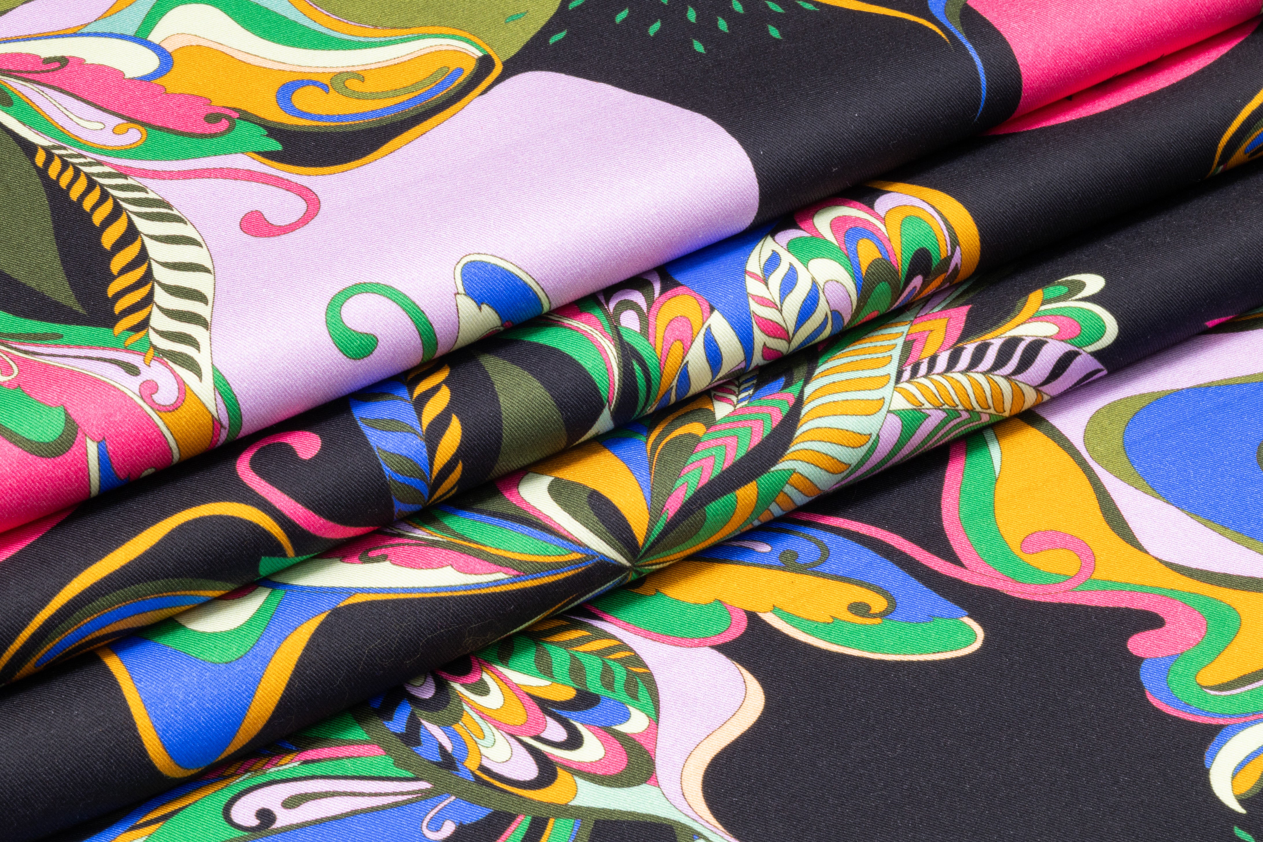 Abstract Floral Italian Cotton Twill - Black / Multicolor