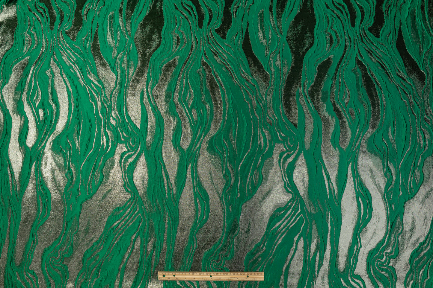 Abstract Metallic Italian Cloqué Brocade - Green