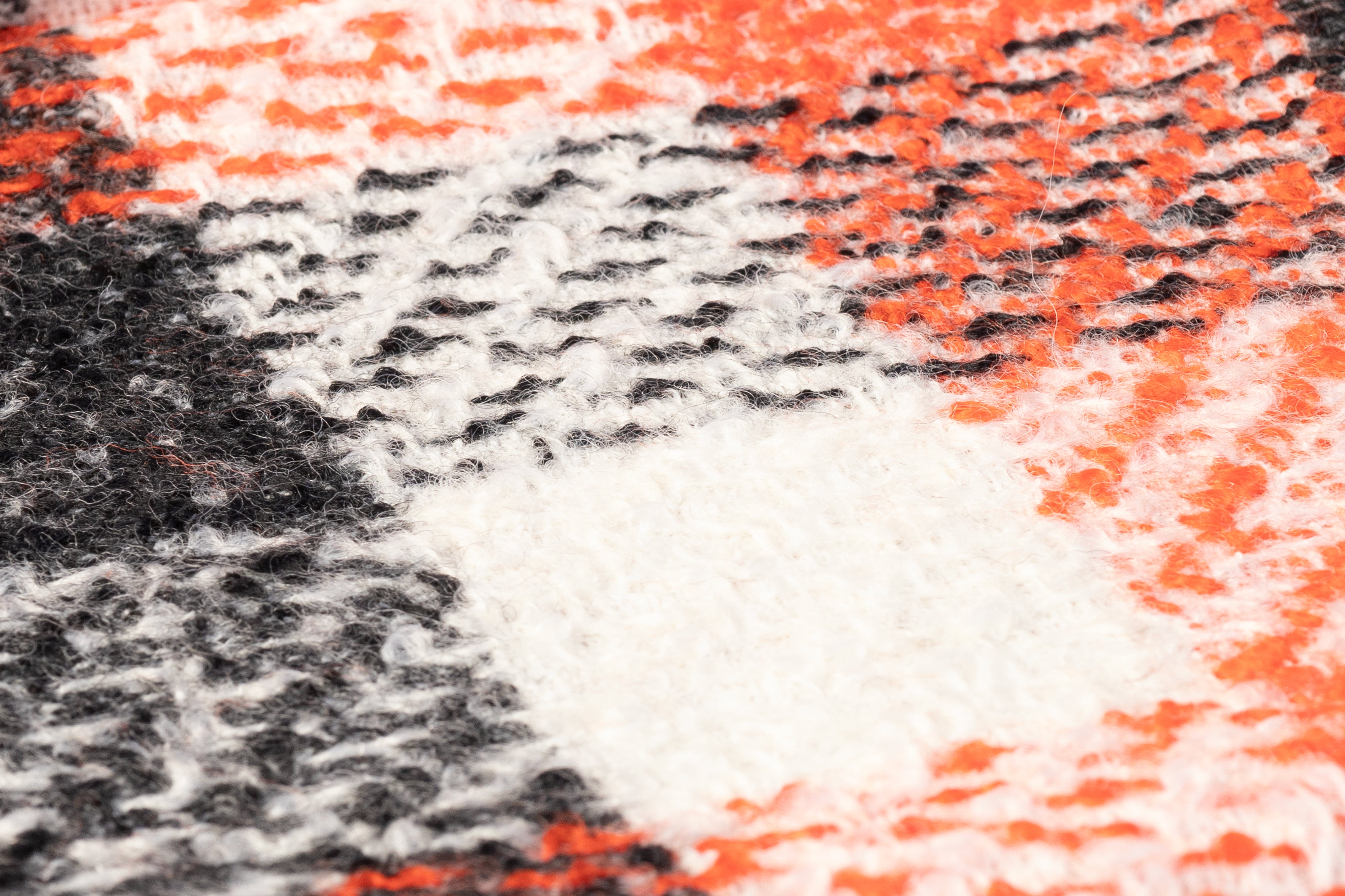 Checked Italian Wool Tweed - Orange / Off White / Black