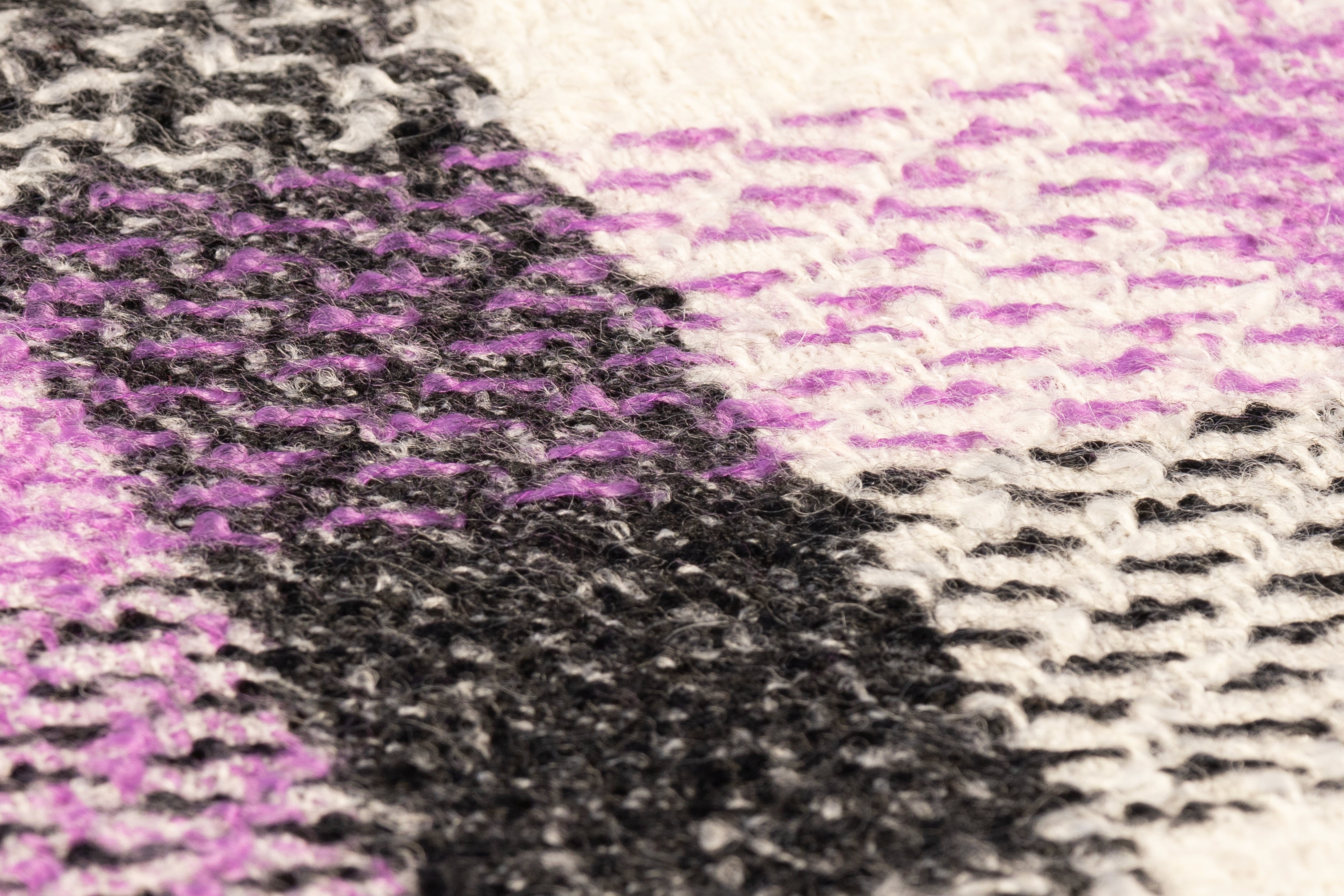 Checked Italian Wool Tweed - Lilac / Off White / Black