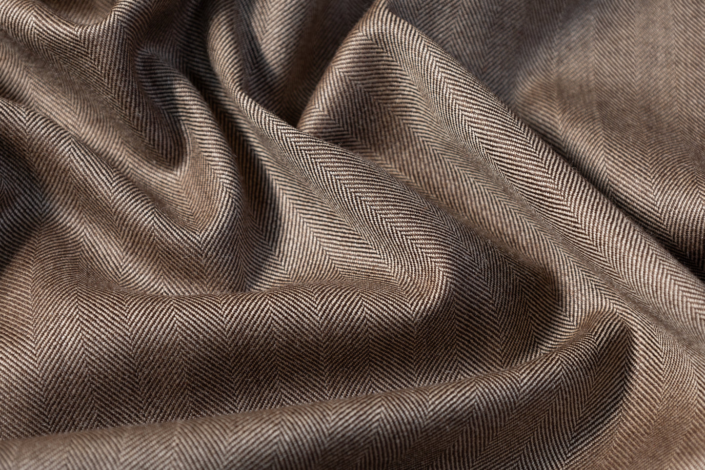 Herringbone Italian Wool Suiting - Brown