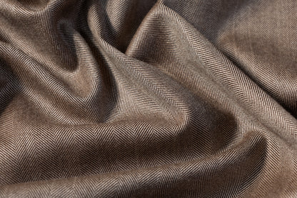 Herringbone Italian Wool Suiting - Brown
