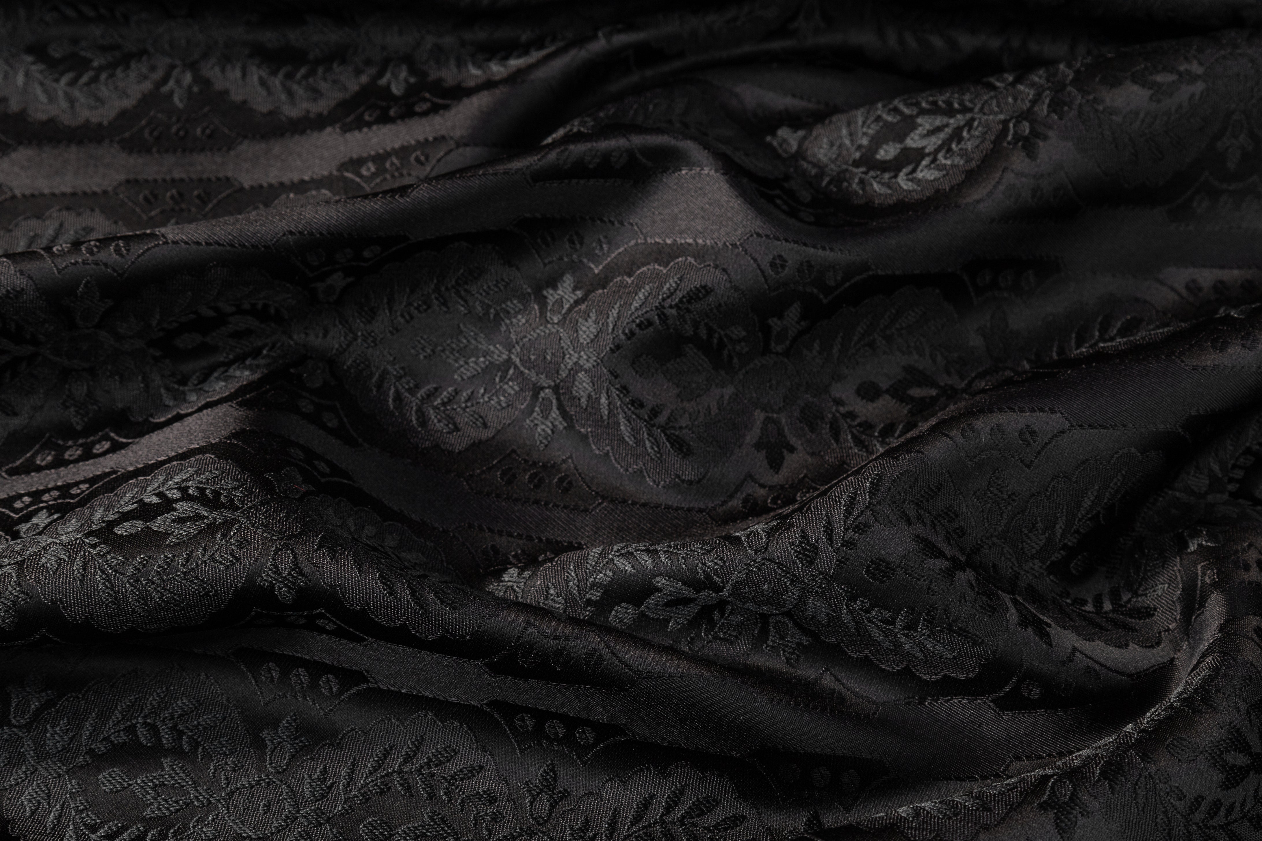 Medallion Italian Silk Blend Brocade - Black