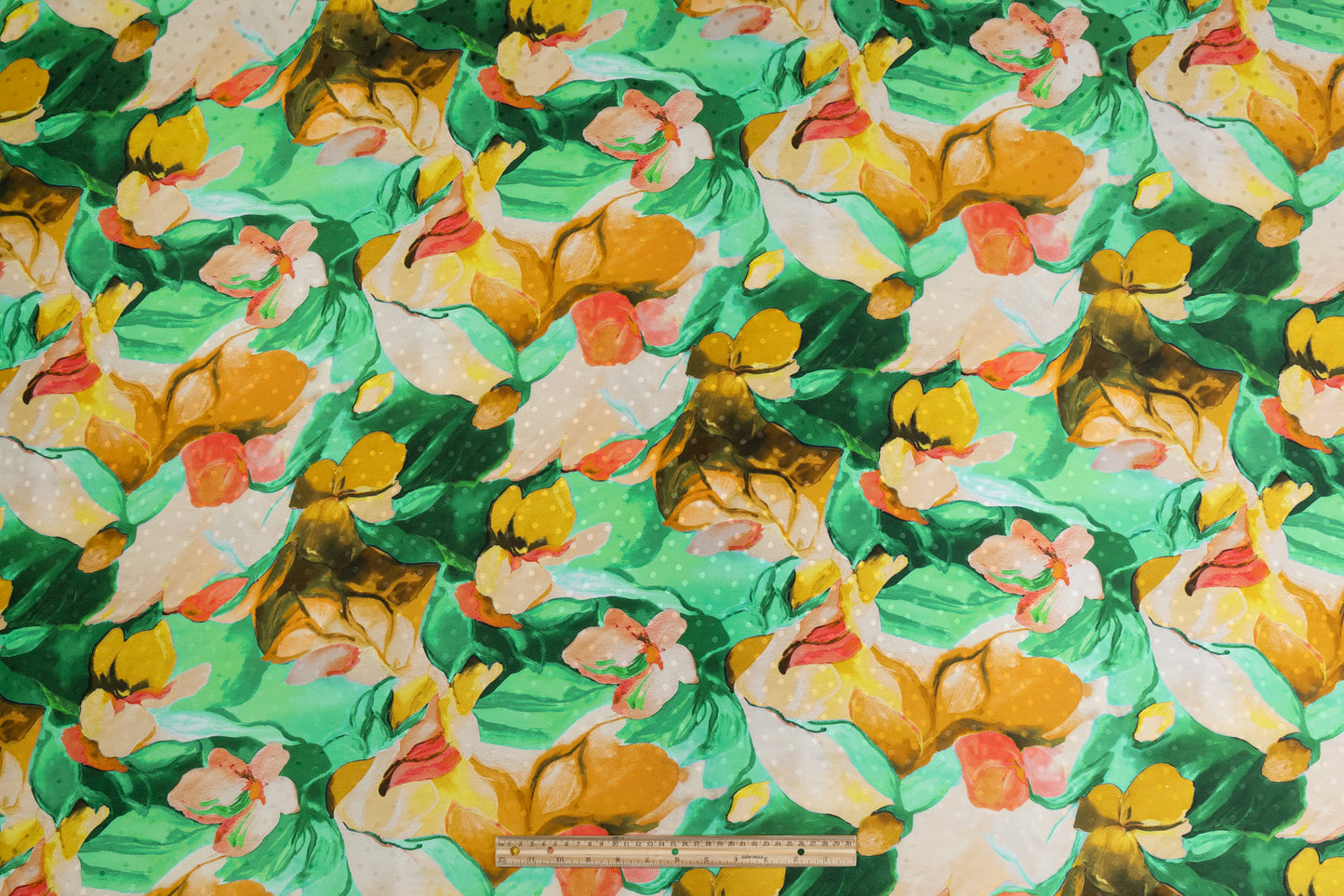 Watercolor Printed Italian Silk Jacquard - Green