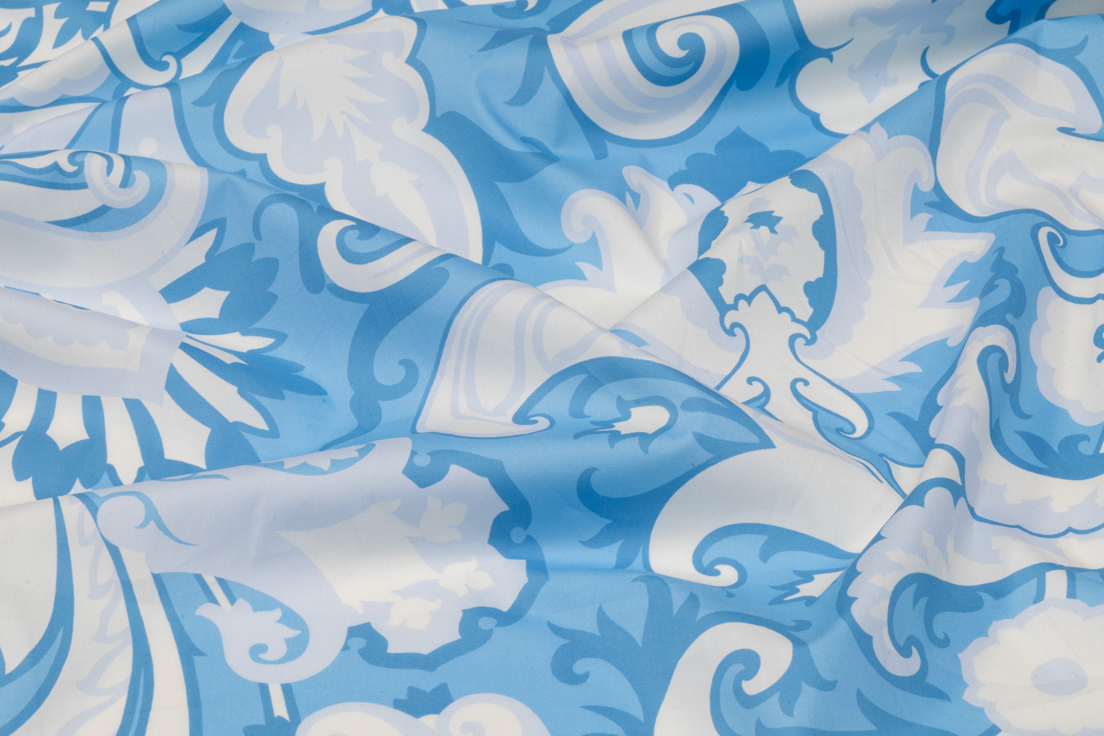 Paisley Floral Italian Cotton - Blue / White