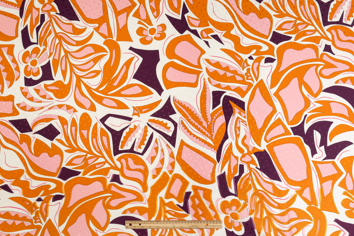 Printed Italian Silk Jacquard - Orange / Purple