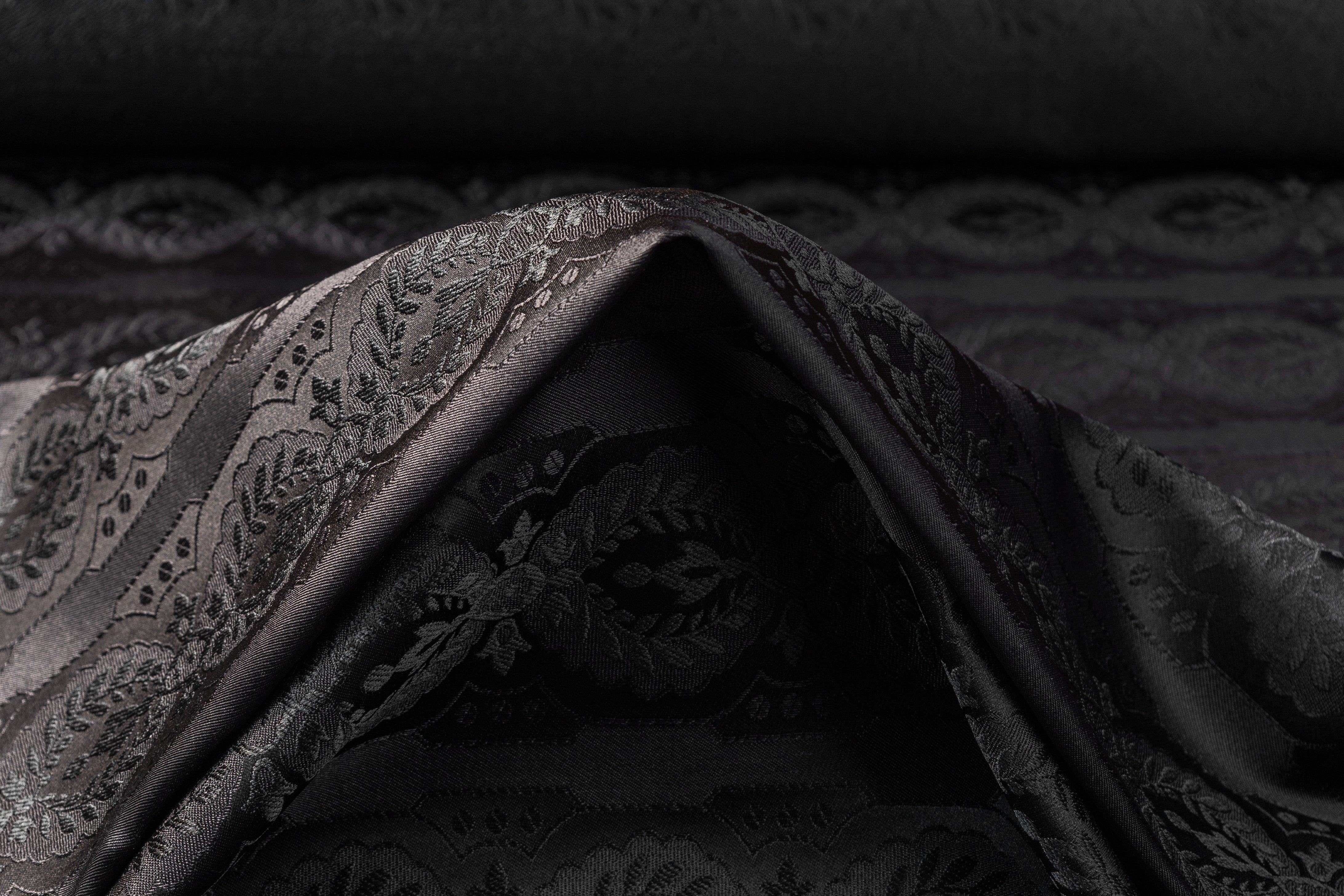 Medallion Italian Silk Blend Brocade - Black