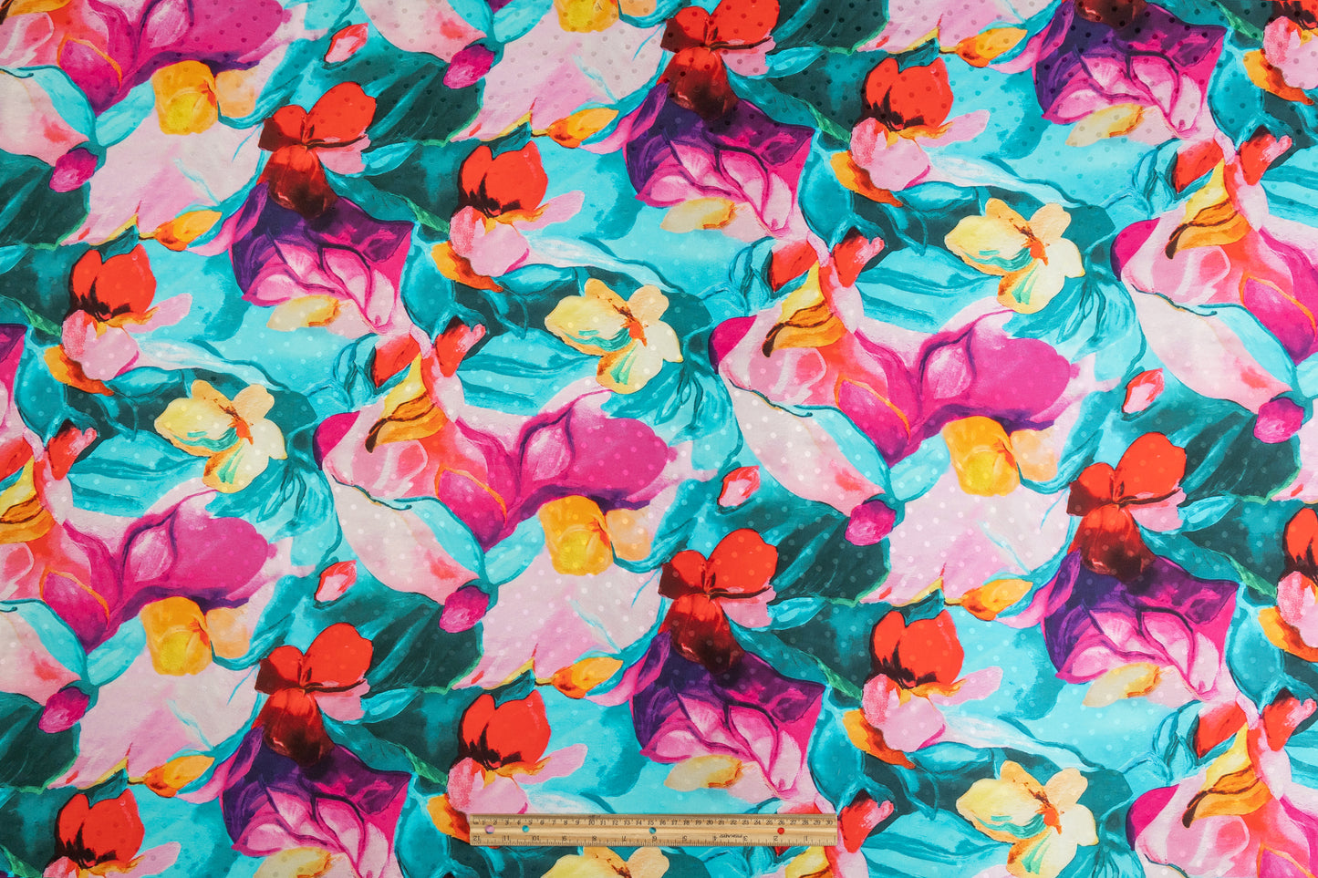 Watercolor Printed Italian Silk Jacquard - Blue