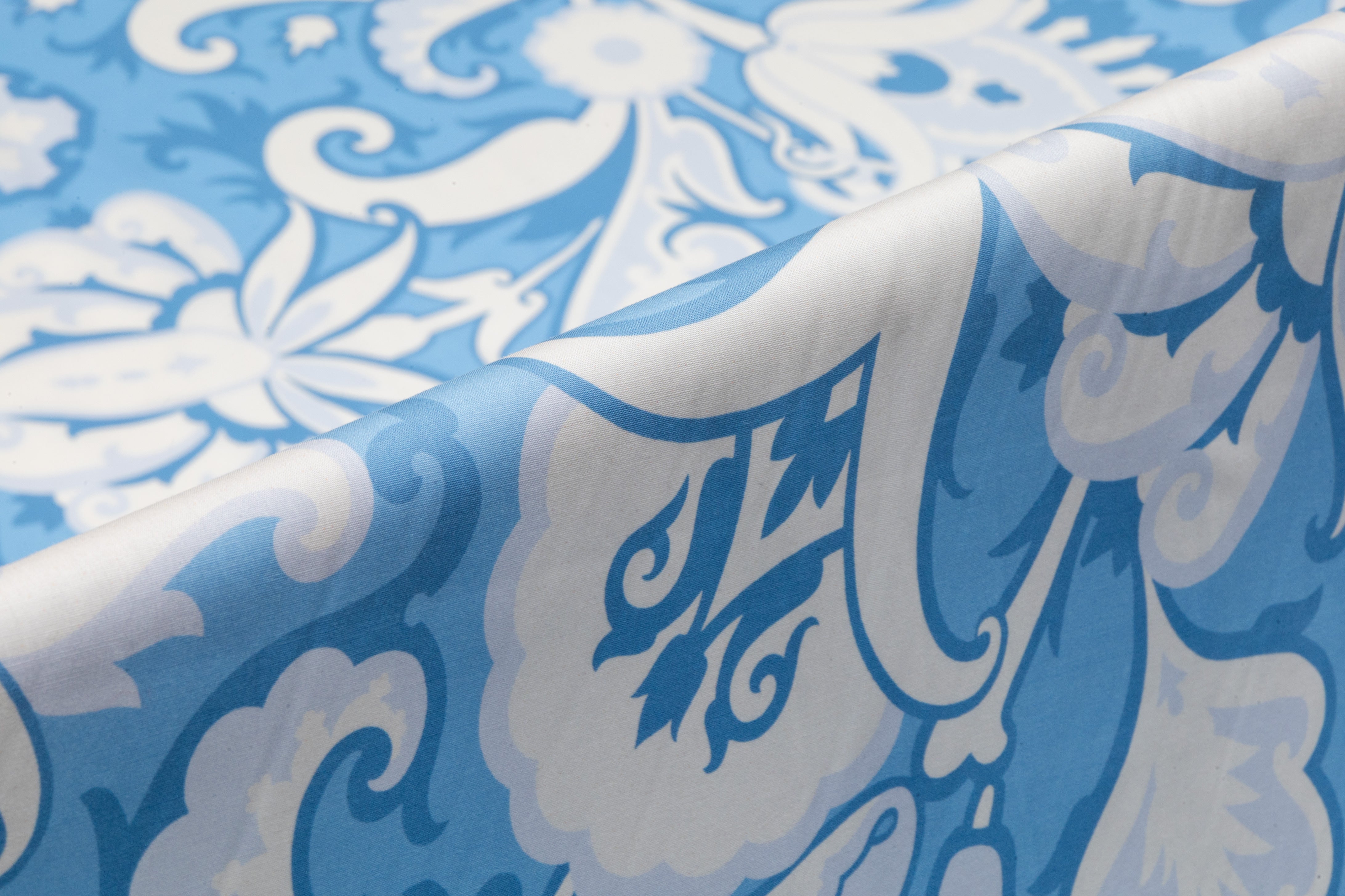 Paisley Floral Italian Cotton - Blue / White