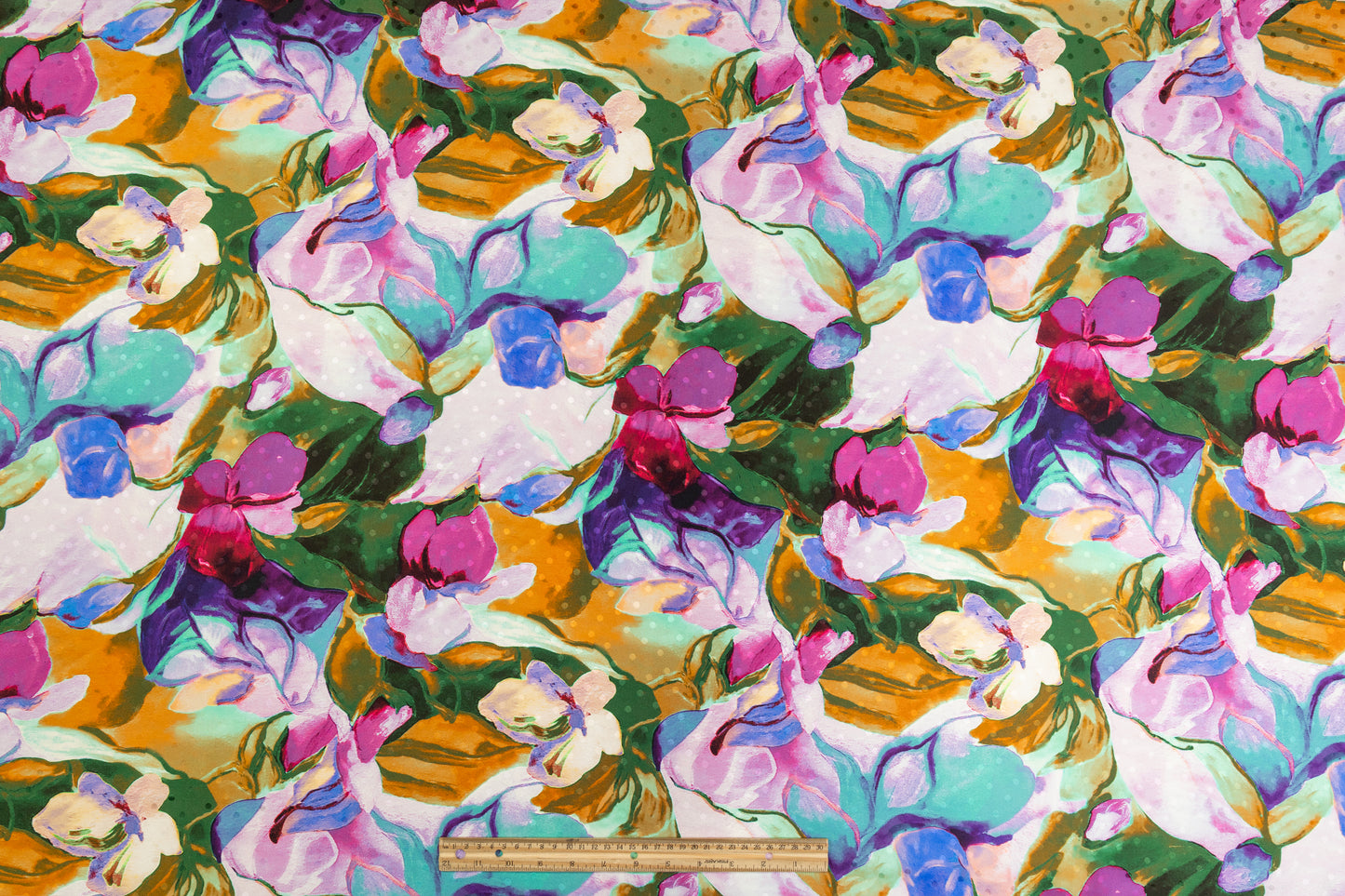 Watercolor Printed Italian Silk Jacquard - Multicolor