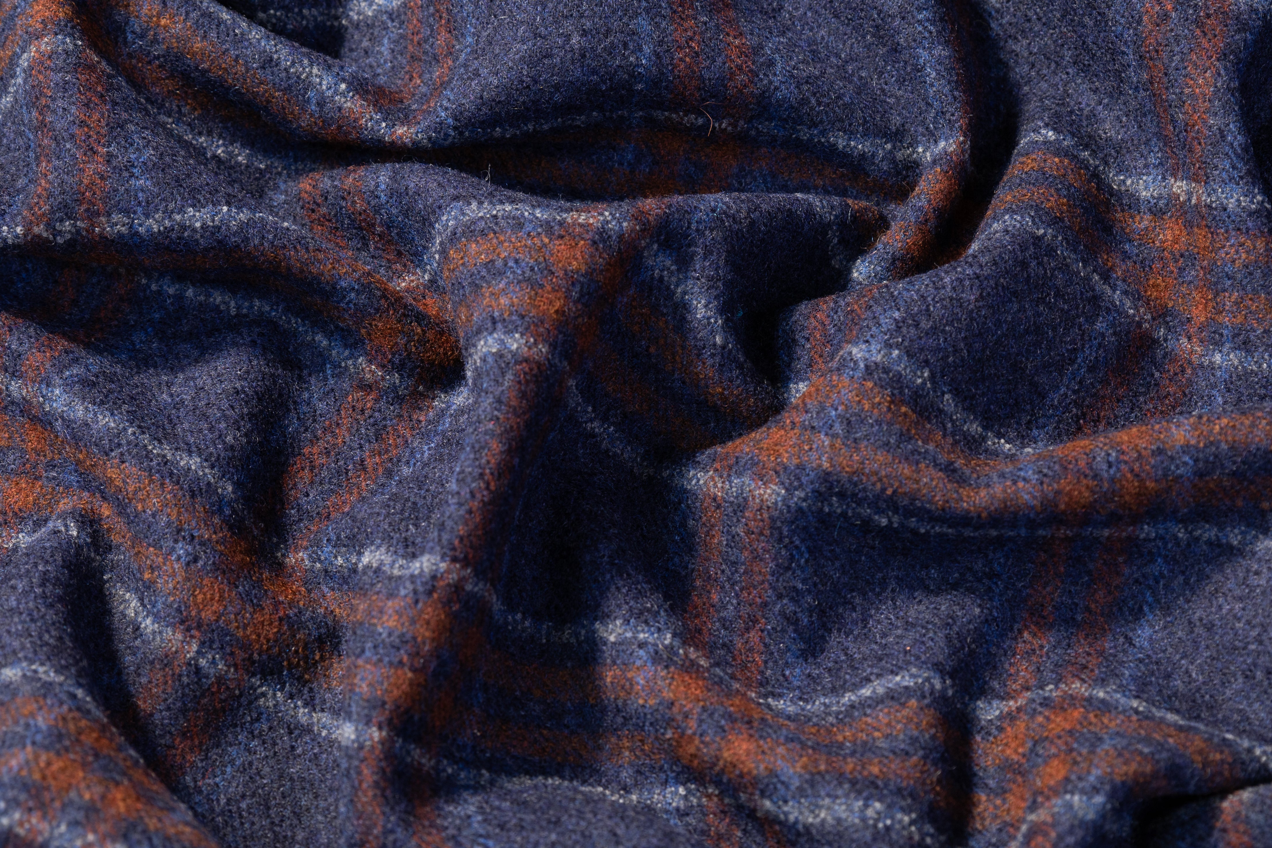 Plaid Italian Wool - Blue / Rust