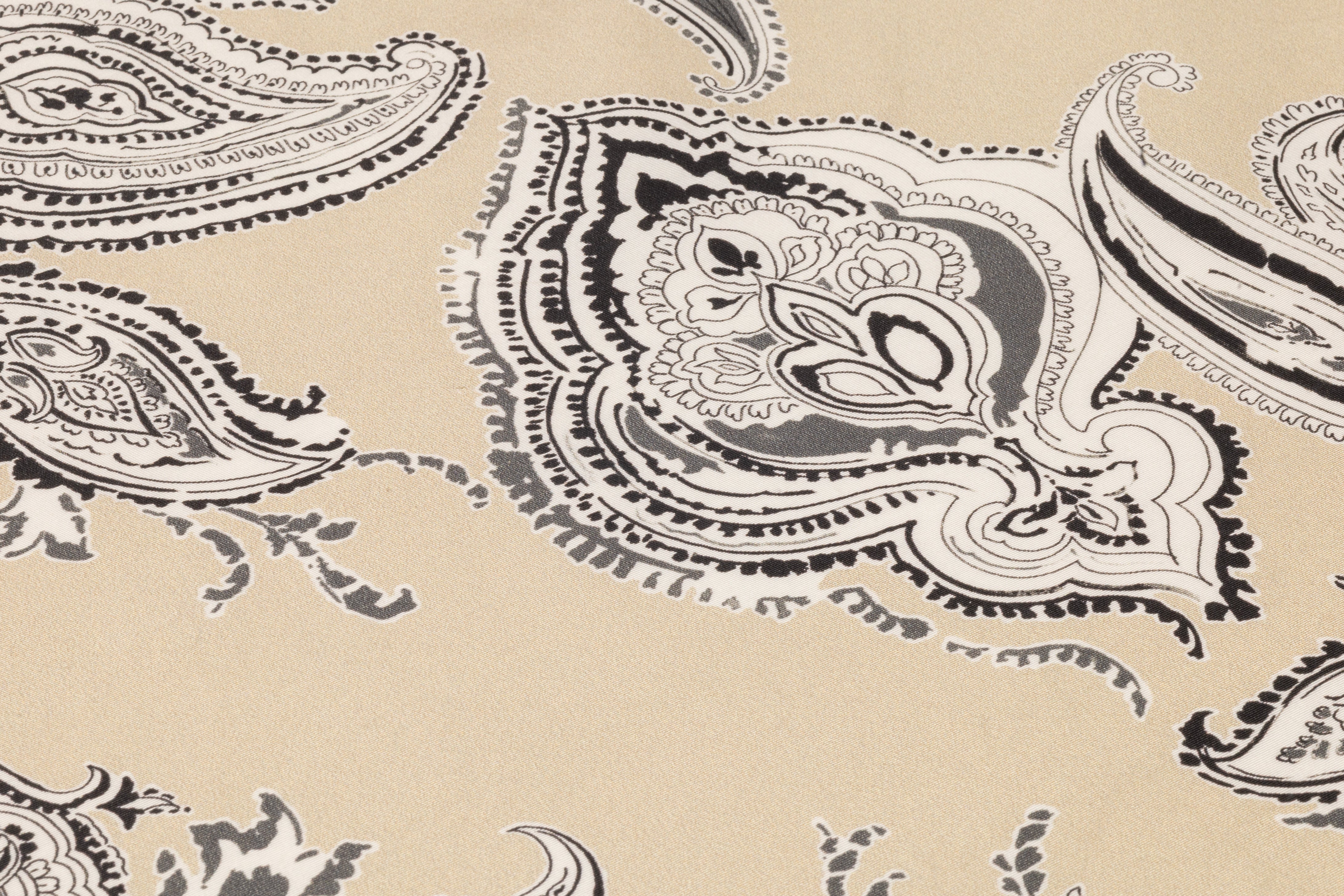 Paisley Italian Silk Faille - Beige