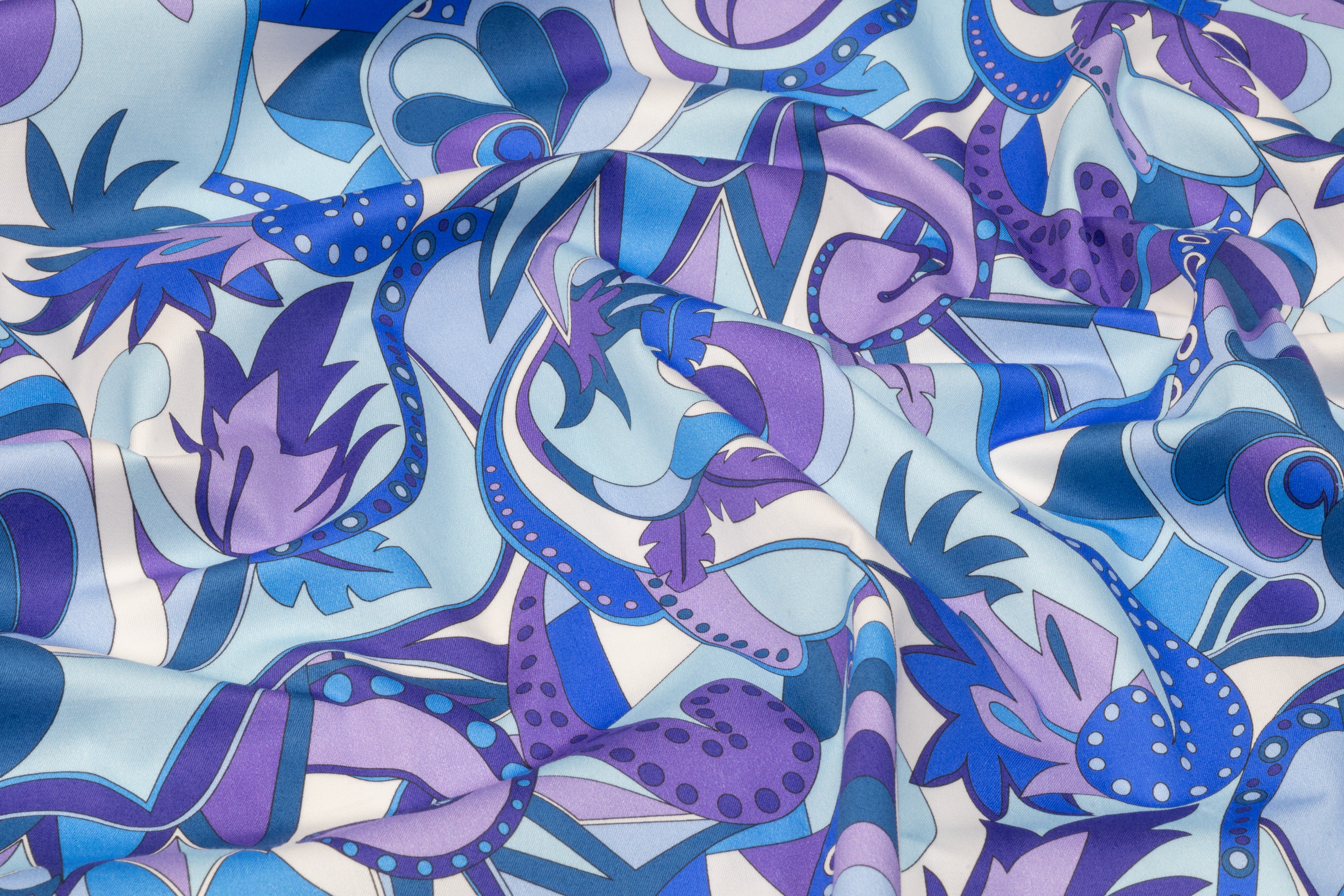 Abstract Paisley Floral Italian Cotton Sateen - Blue  / Purple