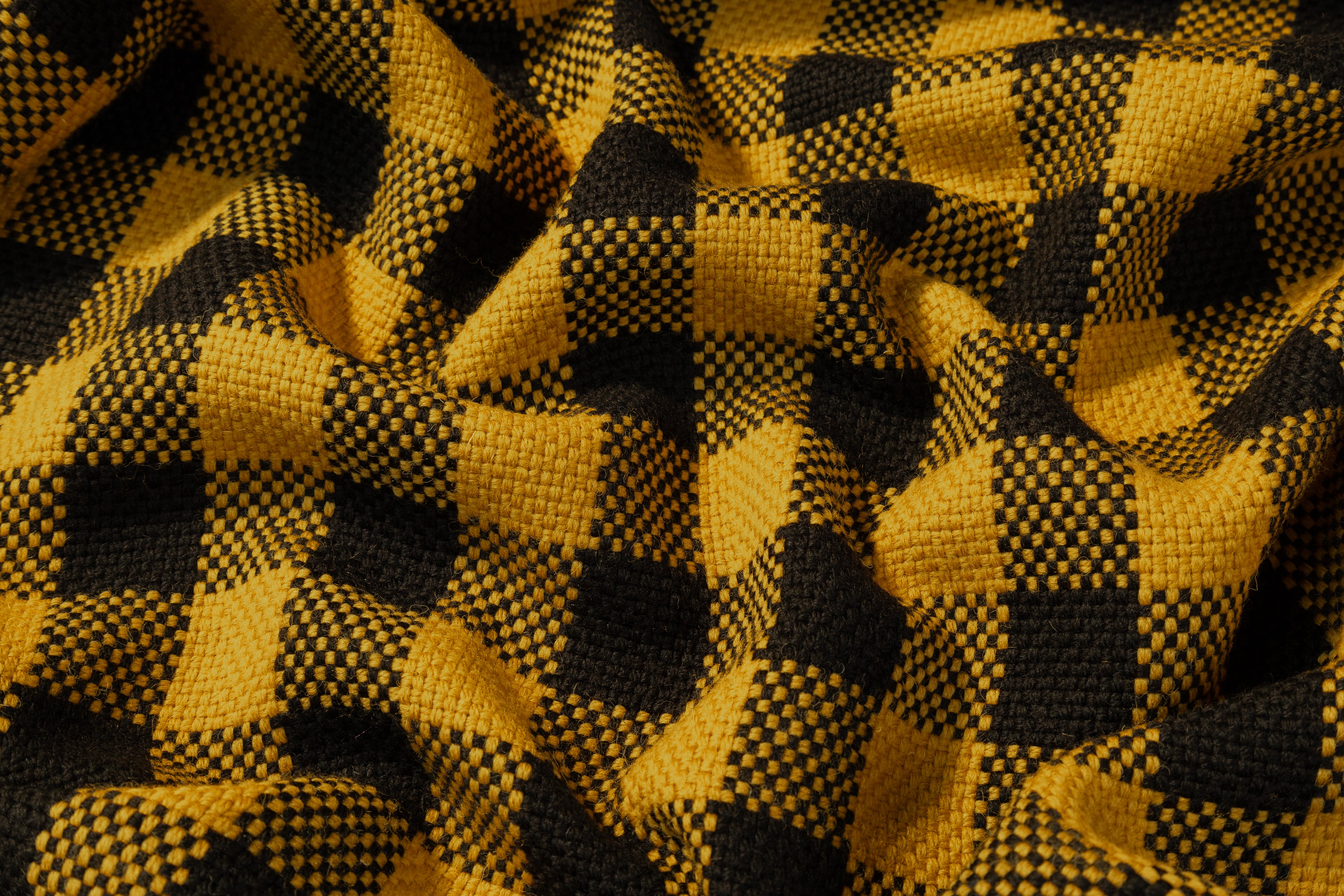 Checked Italian Wool Coating - Black / Yellow
