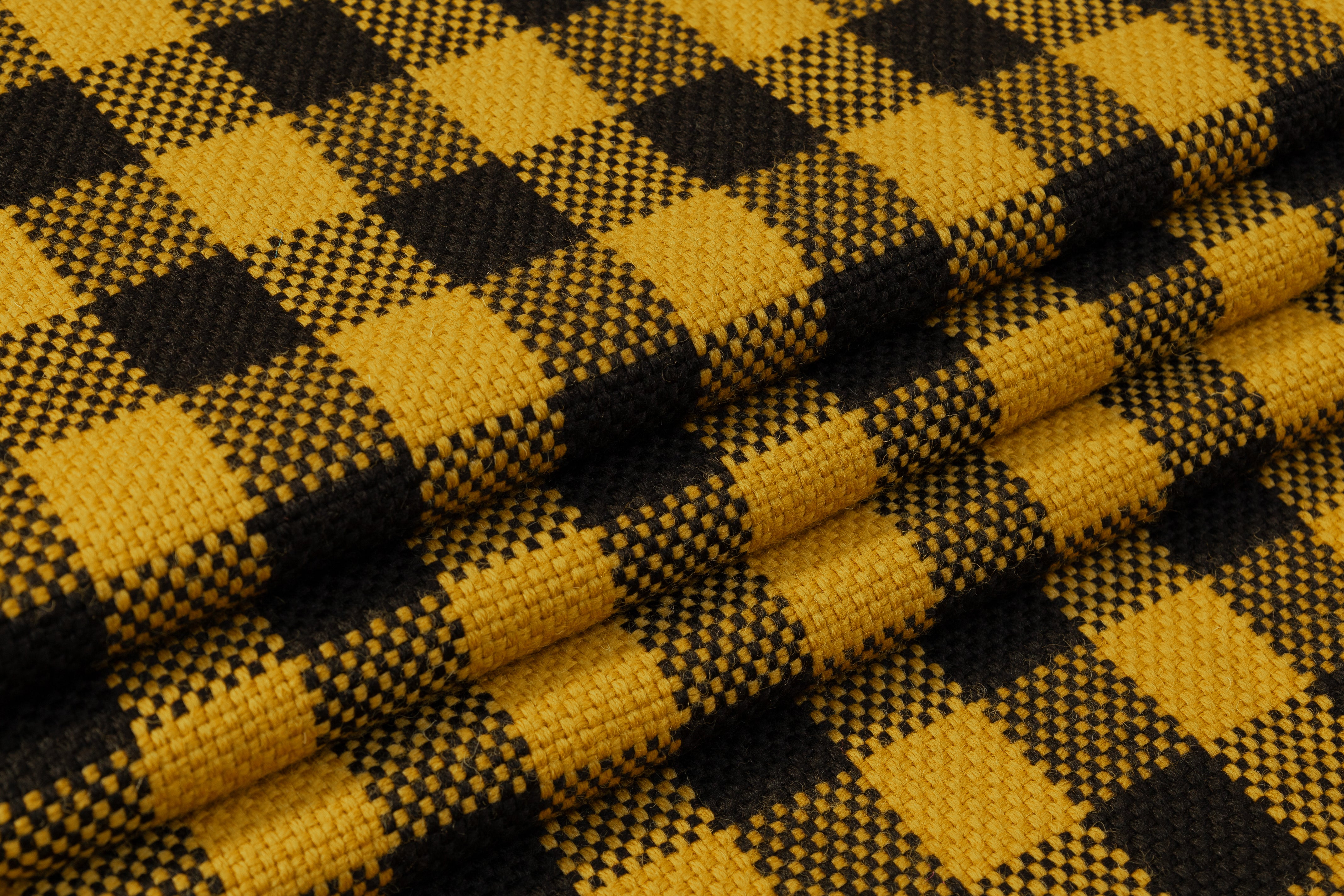 Checked Italian Wool Coating - Black / Yellow