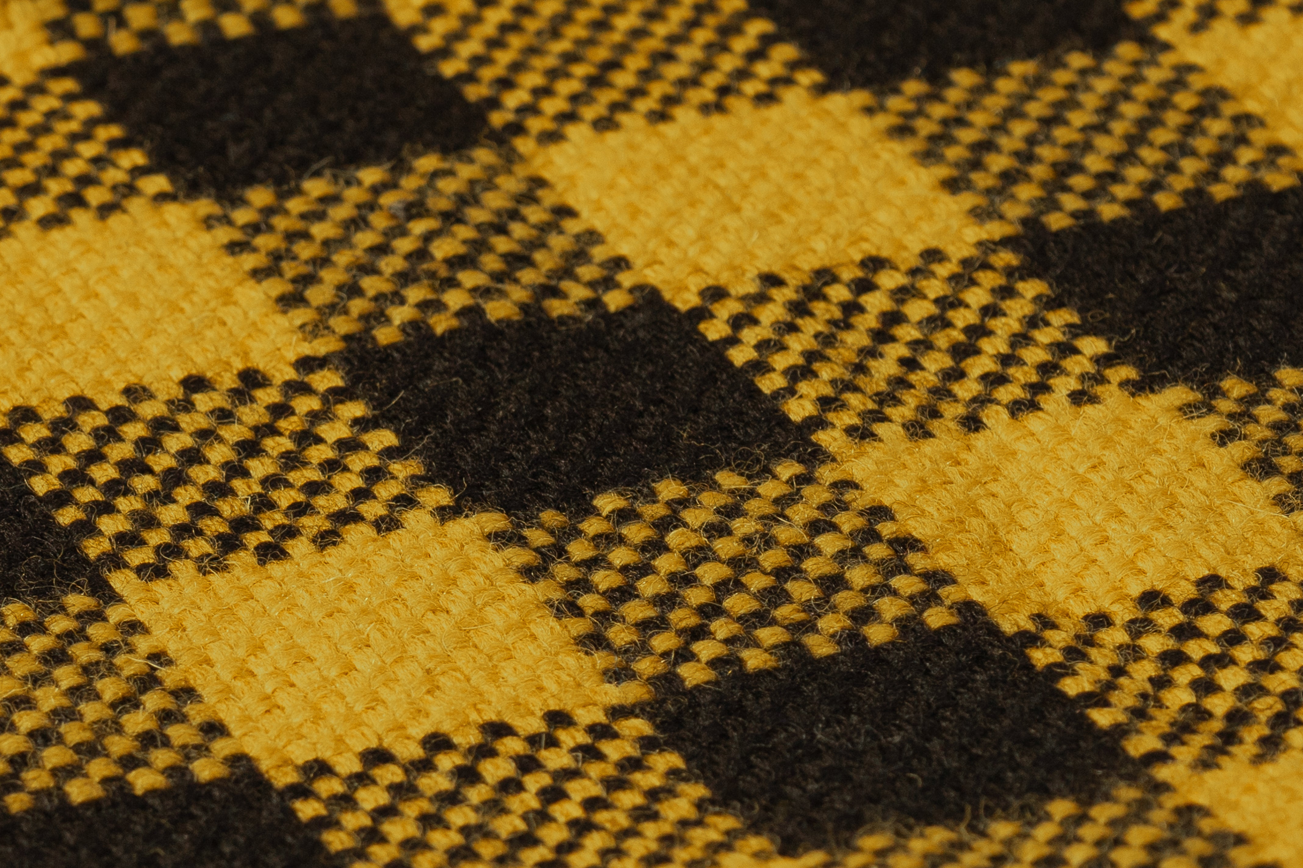 Checked Italian Wool Coating - Black / Yellow