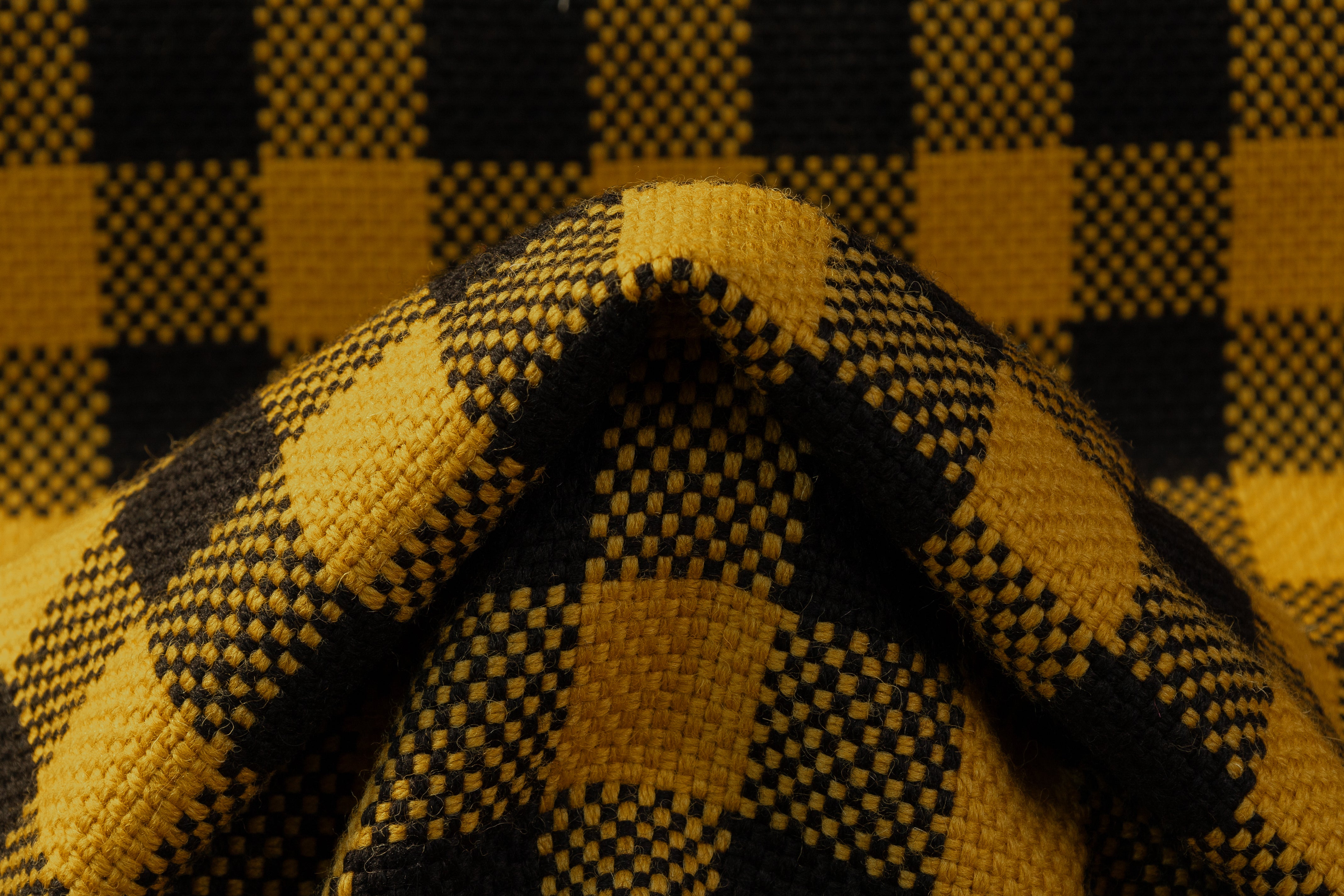 Checked Italian Wool Coating - Black / Yellow