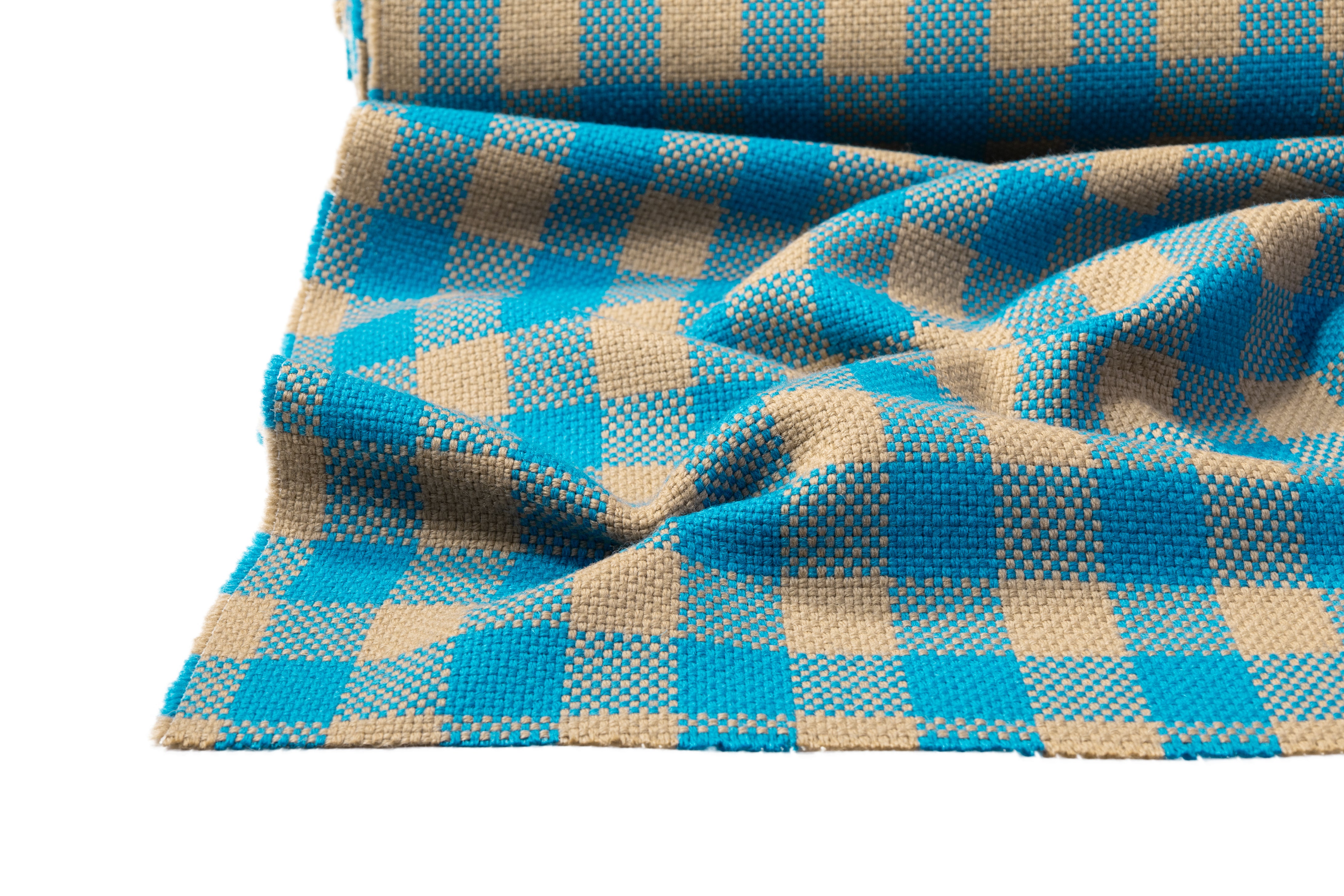 Checked Italian Wool Coating - Blue / Beige