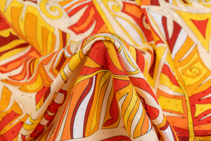 Printed Italian Silk Jacquard - Orange / Yellow