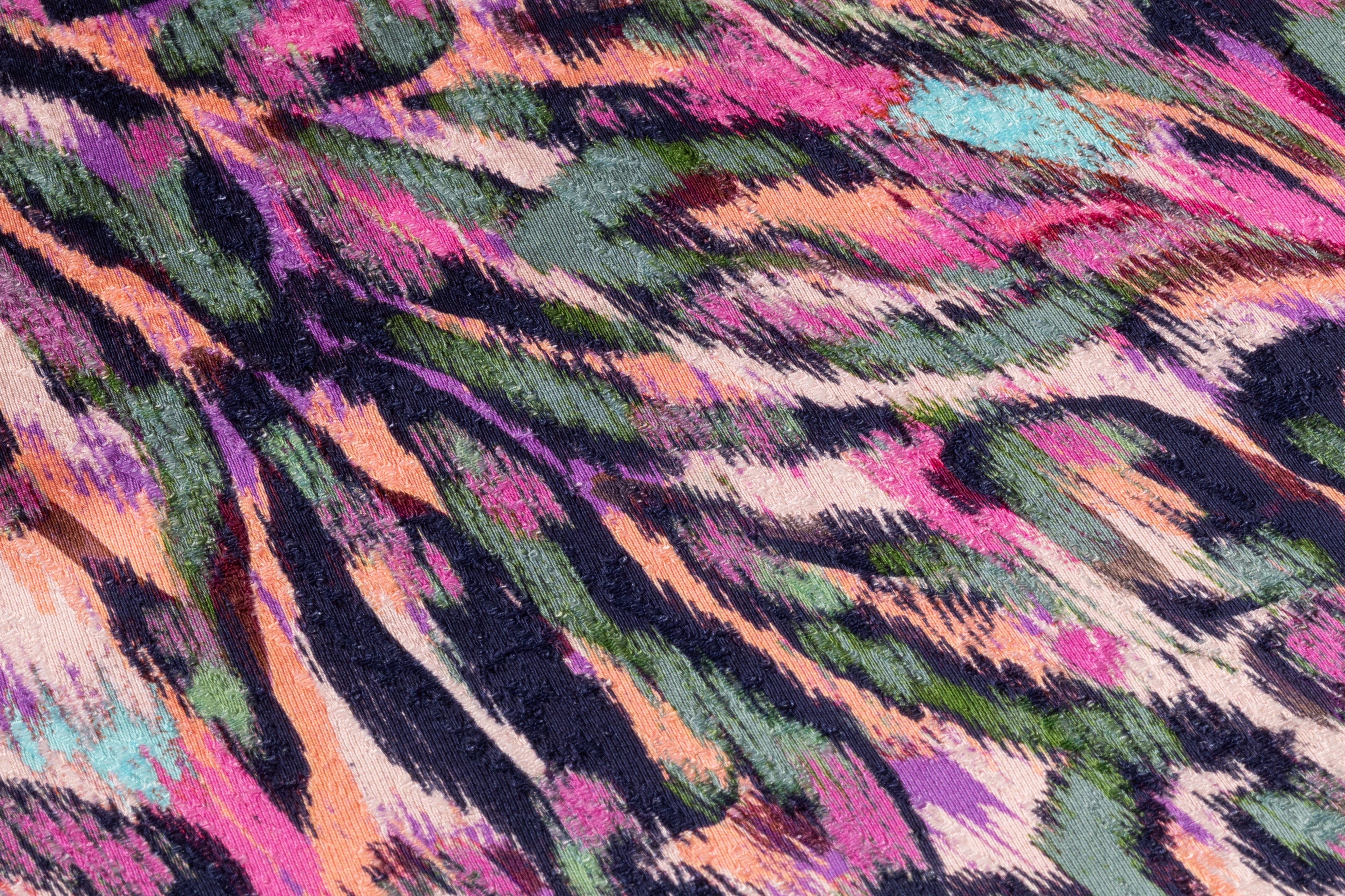 Abstract Printed Italian Viscose Jacquard - Pink / Coral / Navy / Green
