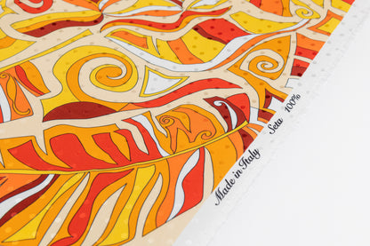 Printed Italian Silk Jacquard - Orange / Yellow