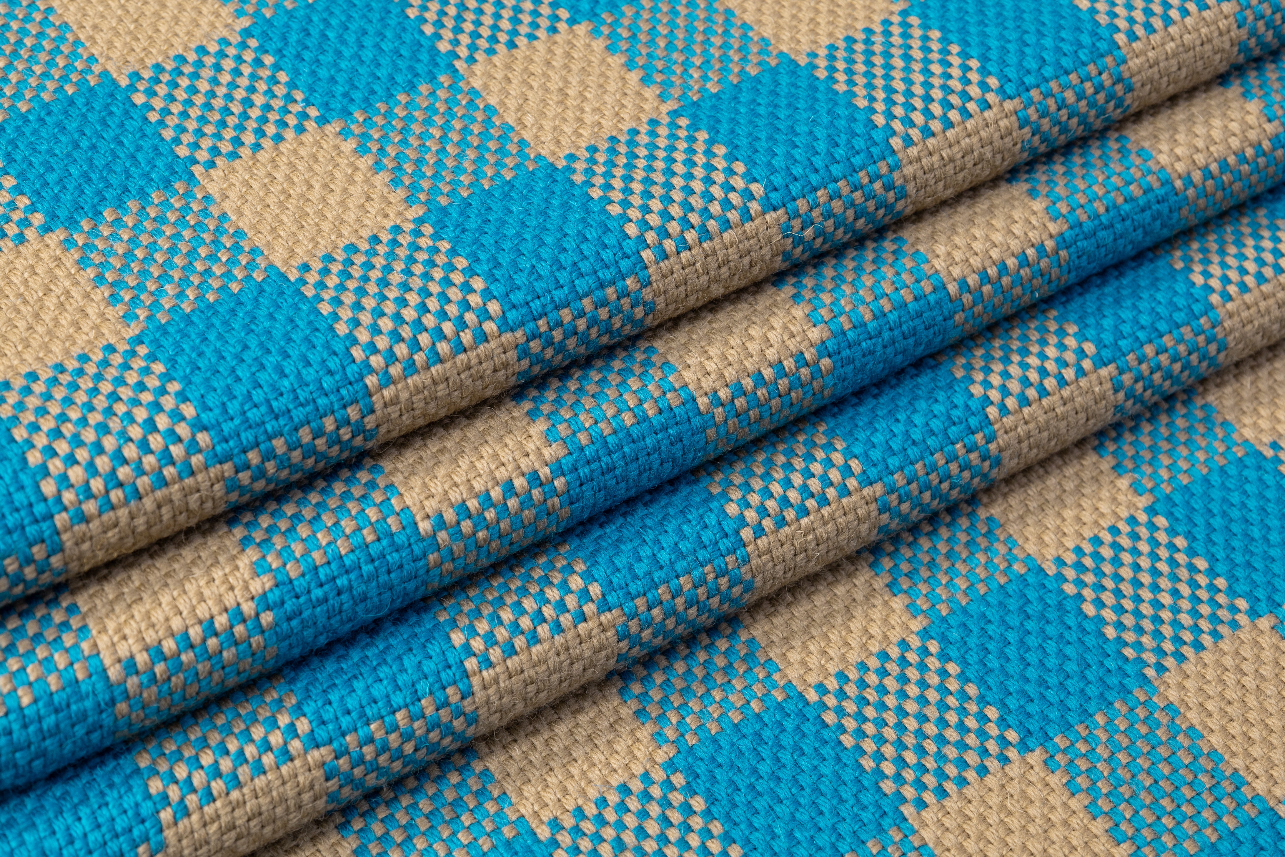 Checked Italian Wool Coating - Blue / Beige