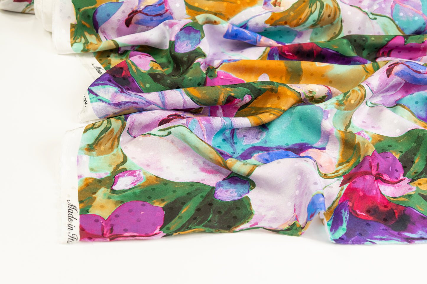Watercolor Printed Italian Silk Jacquard - Multicolor