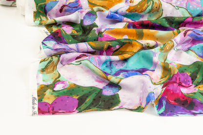 Watercolor Printed Italian Silk Jacquard - Multicolor