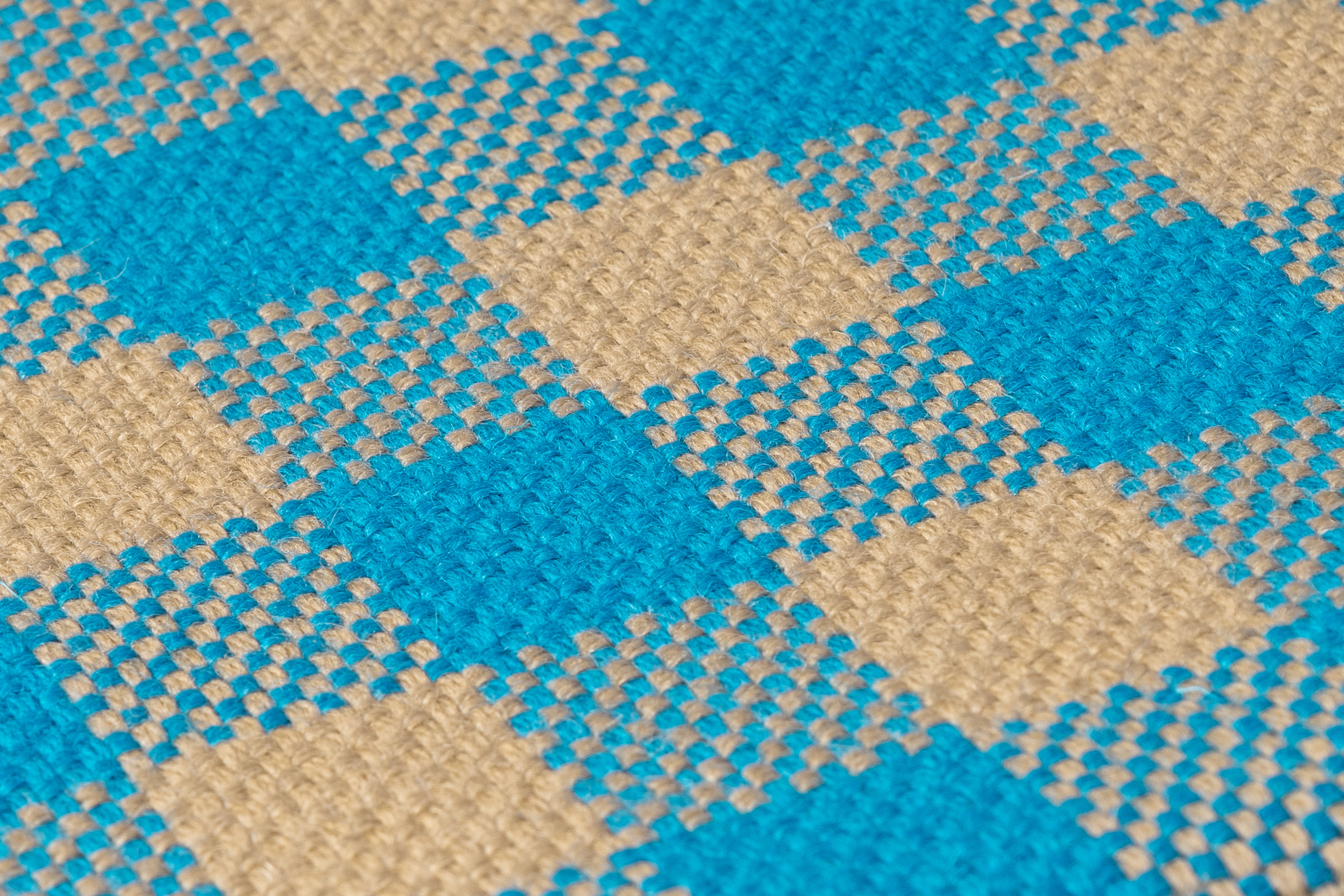 Checked Italian Wool Coating - Blue / Beige