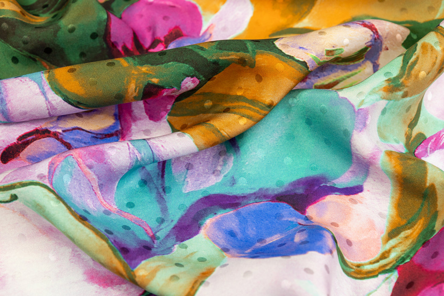 Watercolor Printed Italian Silk Jacquard - Multicolor
