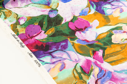 Watercolor Printed Italian Silk Jacquard - Multicolor