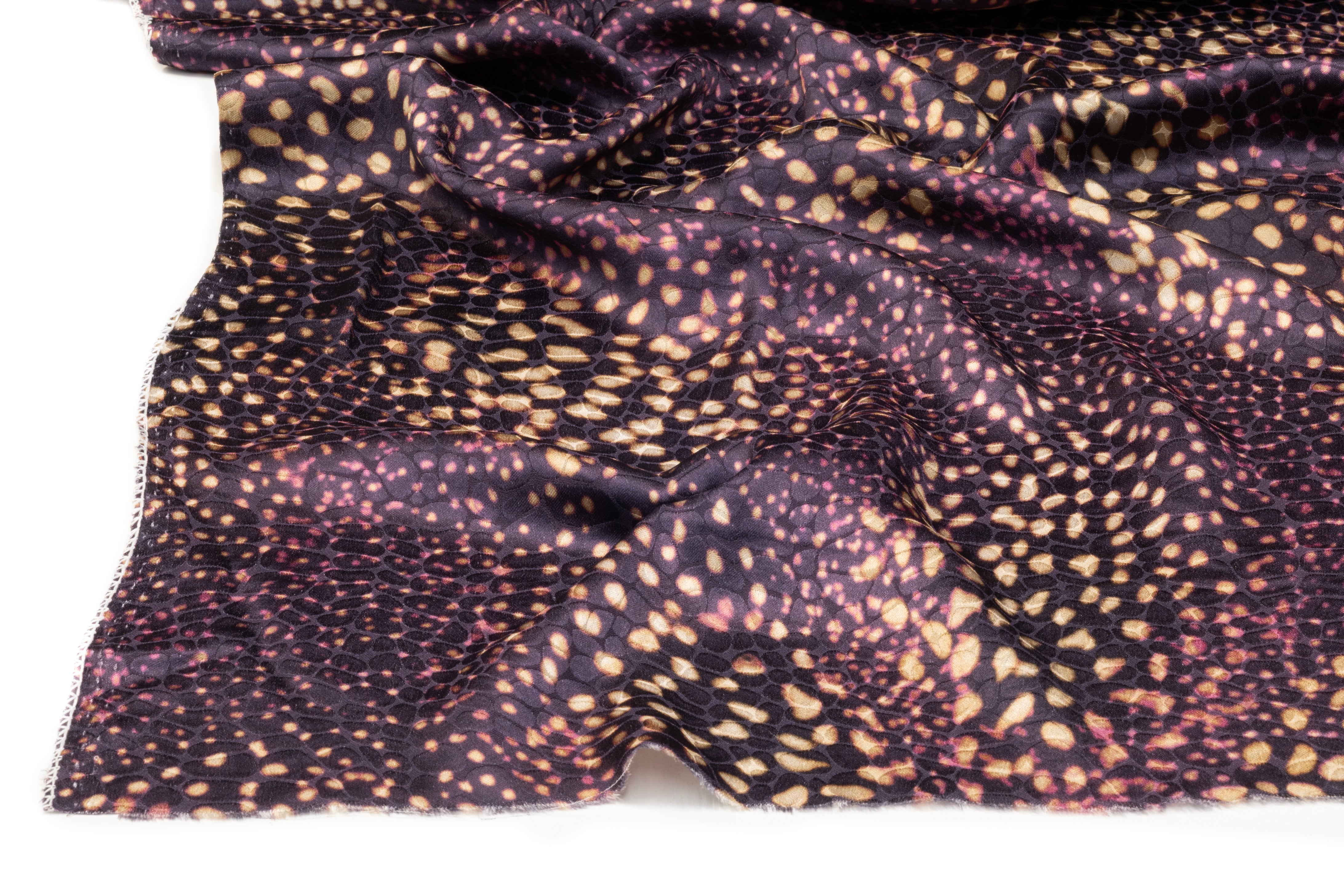 Reptilian Printed Italian Viscose Jacquard - Deep Plum