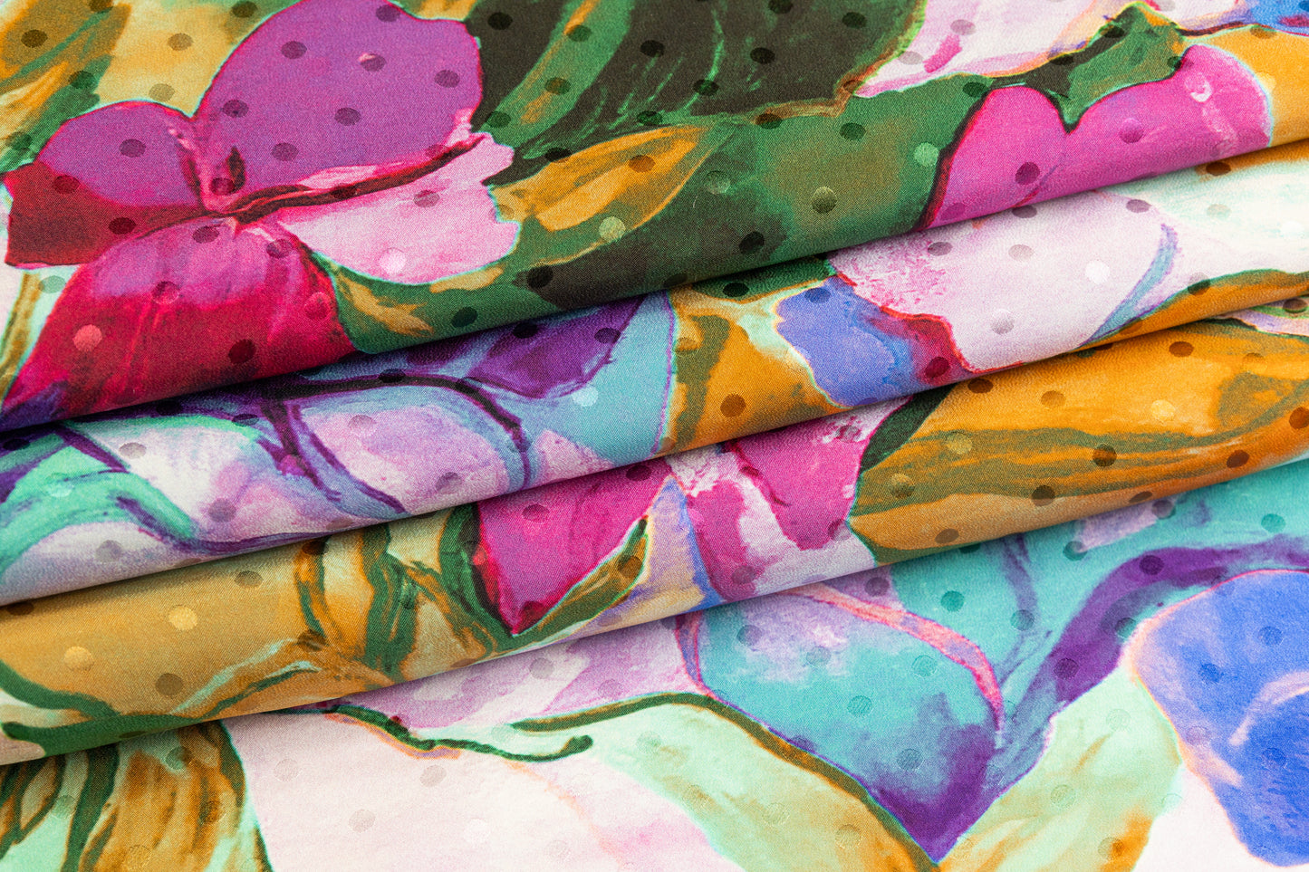 Watercolor Printed Italian Silk Jacquard - Multicolor