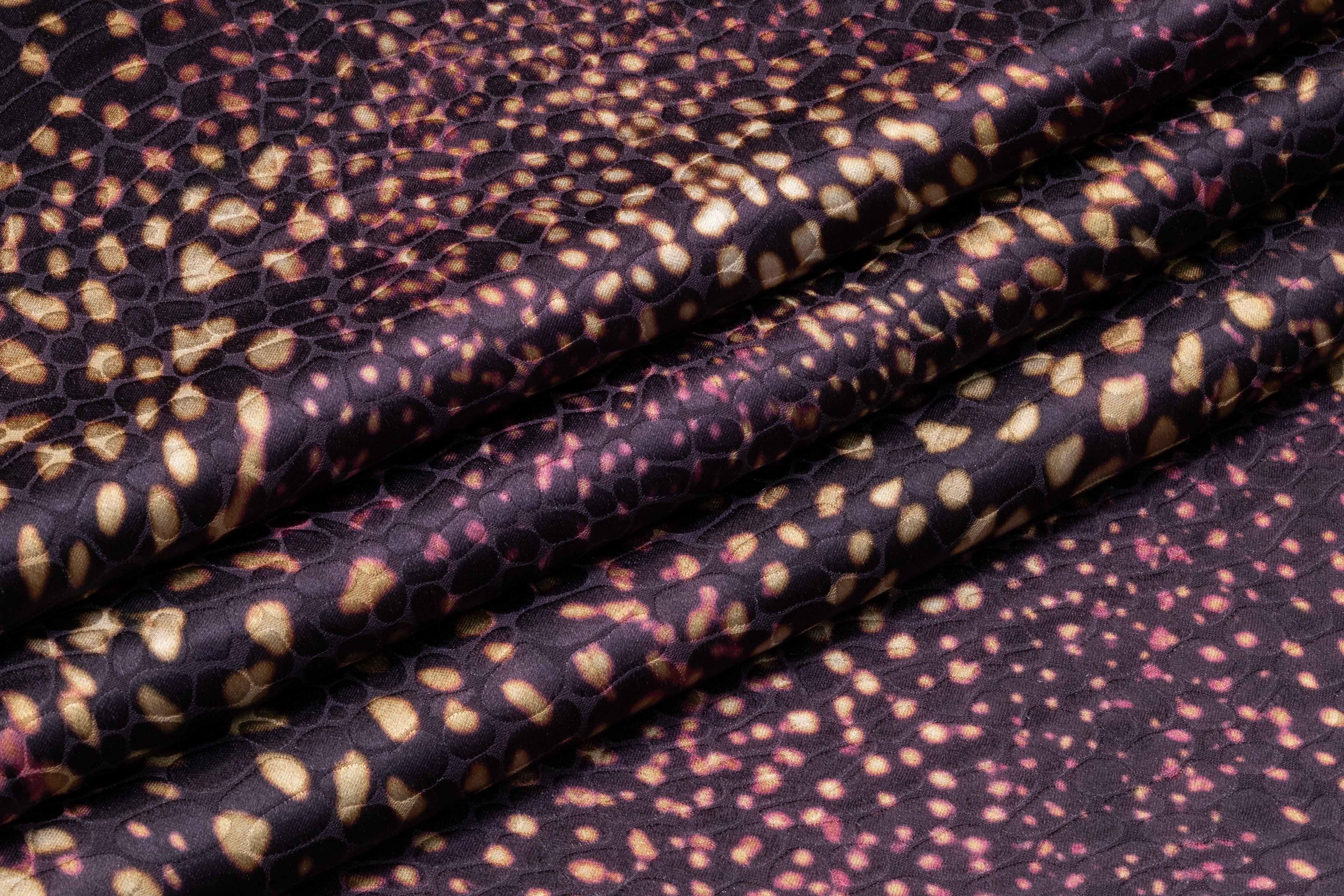 Reptilian Printed Italian Viscose Jacquard - Deep Plum