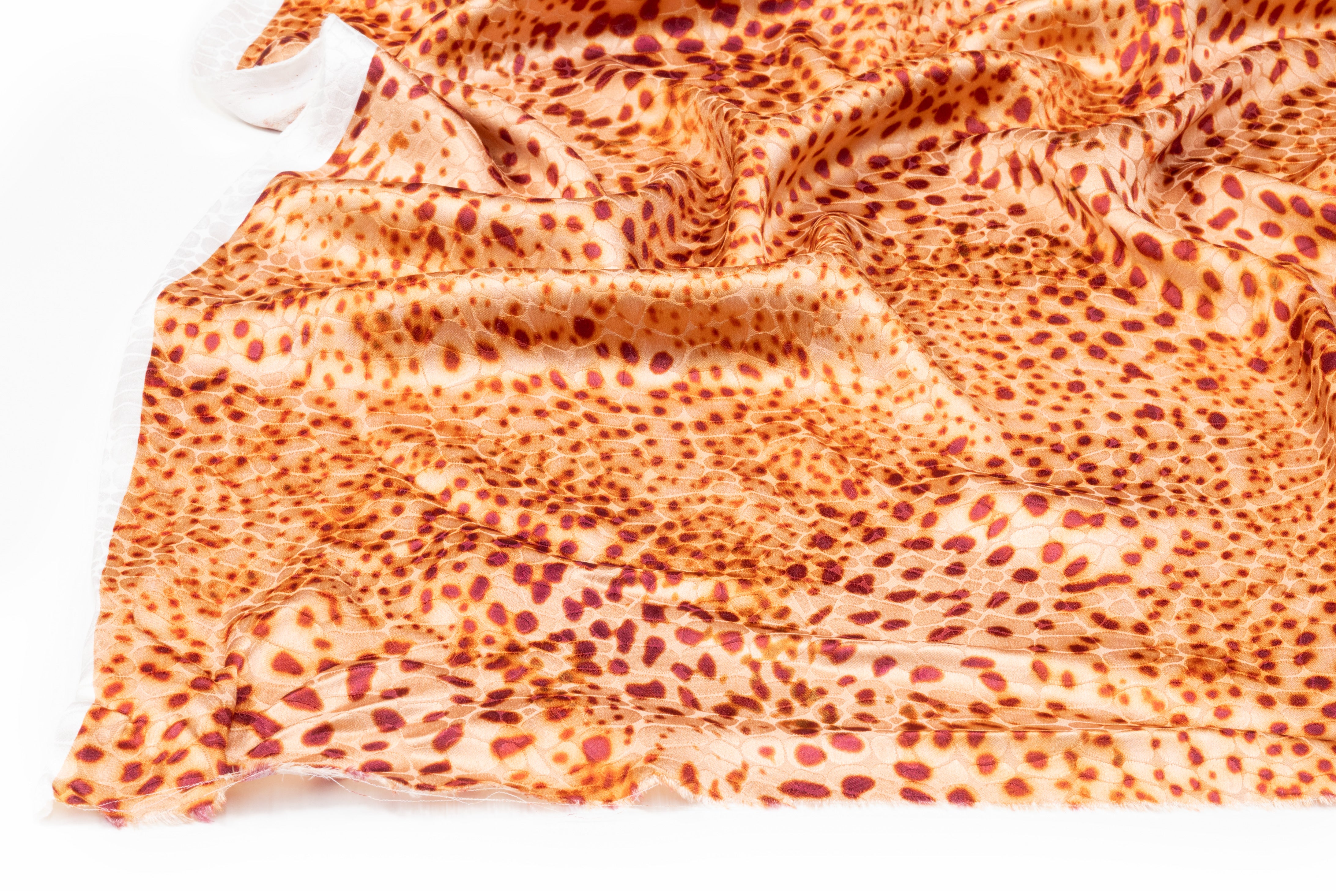 Reptilian Printed Italian Viscose Jacquard - Orange