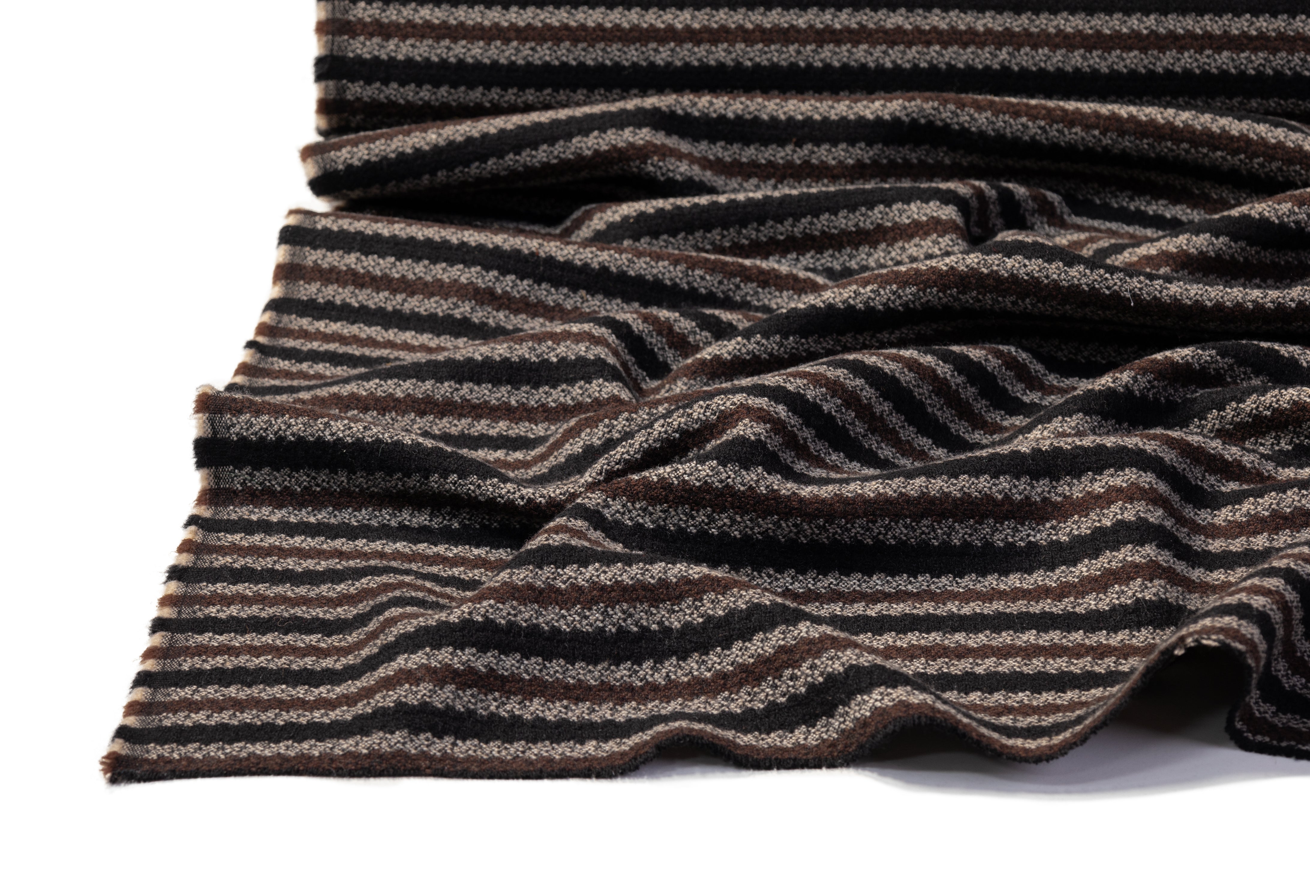 Etro - Striped Italian Wool Coating - Black / Brown