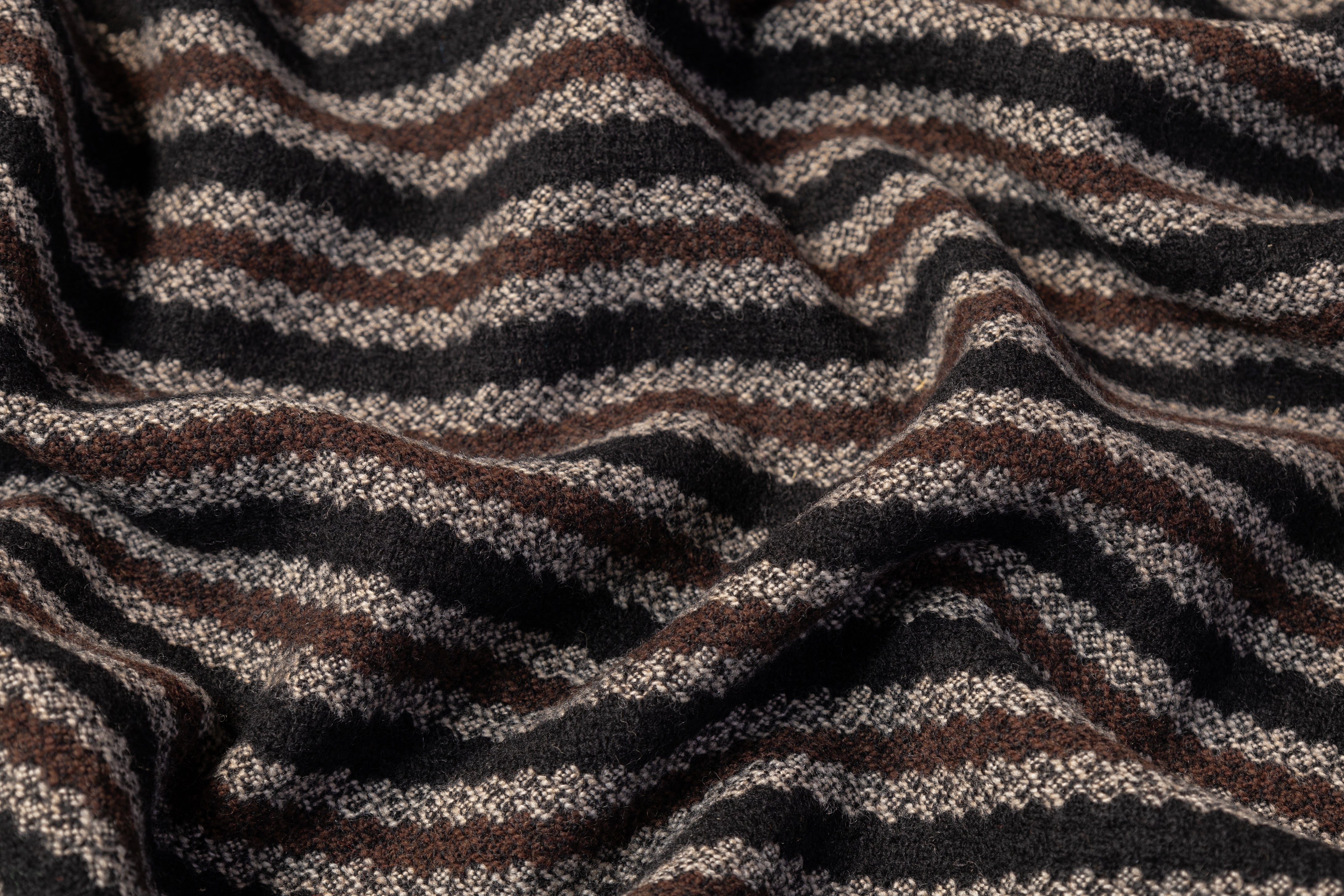 Etro - Striped Italian Wool Coating - Black / Brown